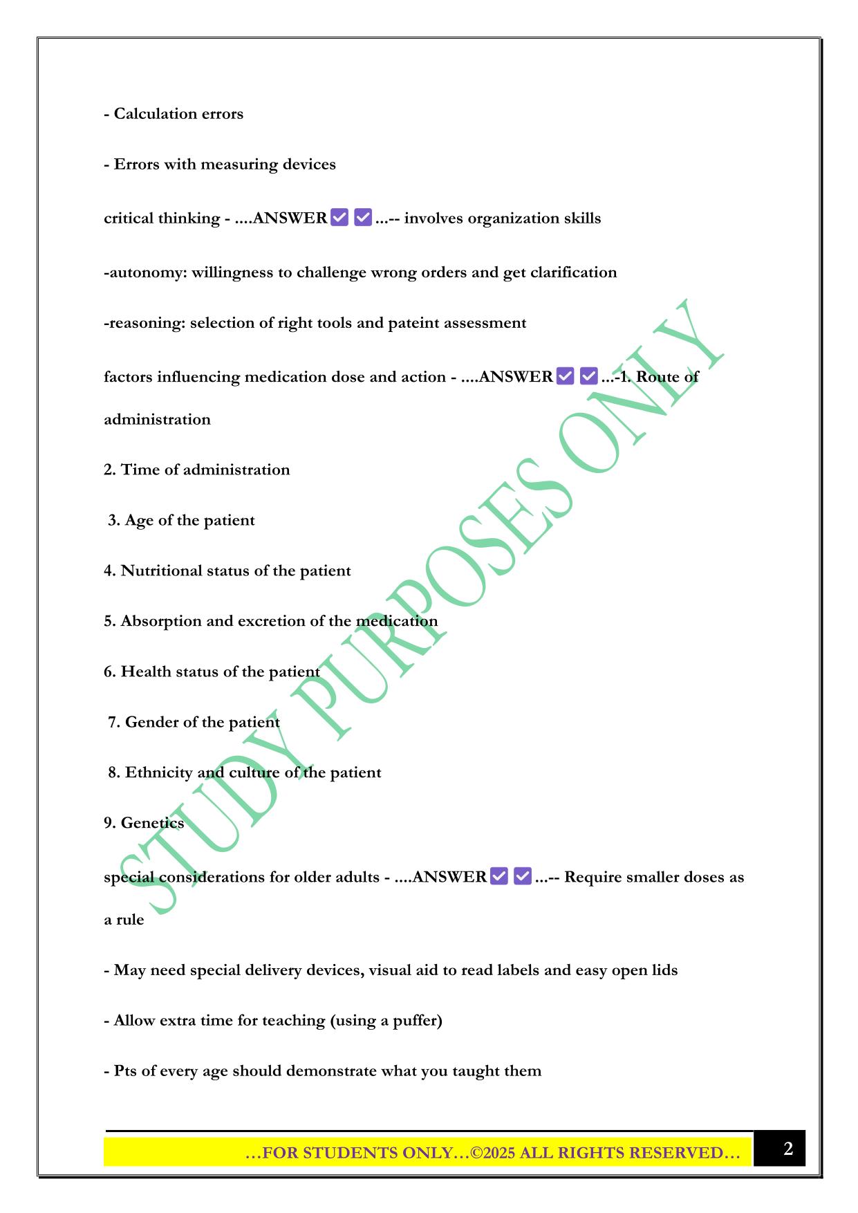 PN1005 session 3 Exam 2025 Questions and Answers