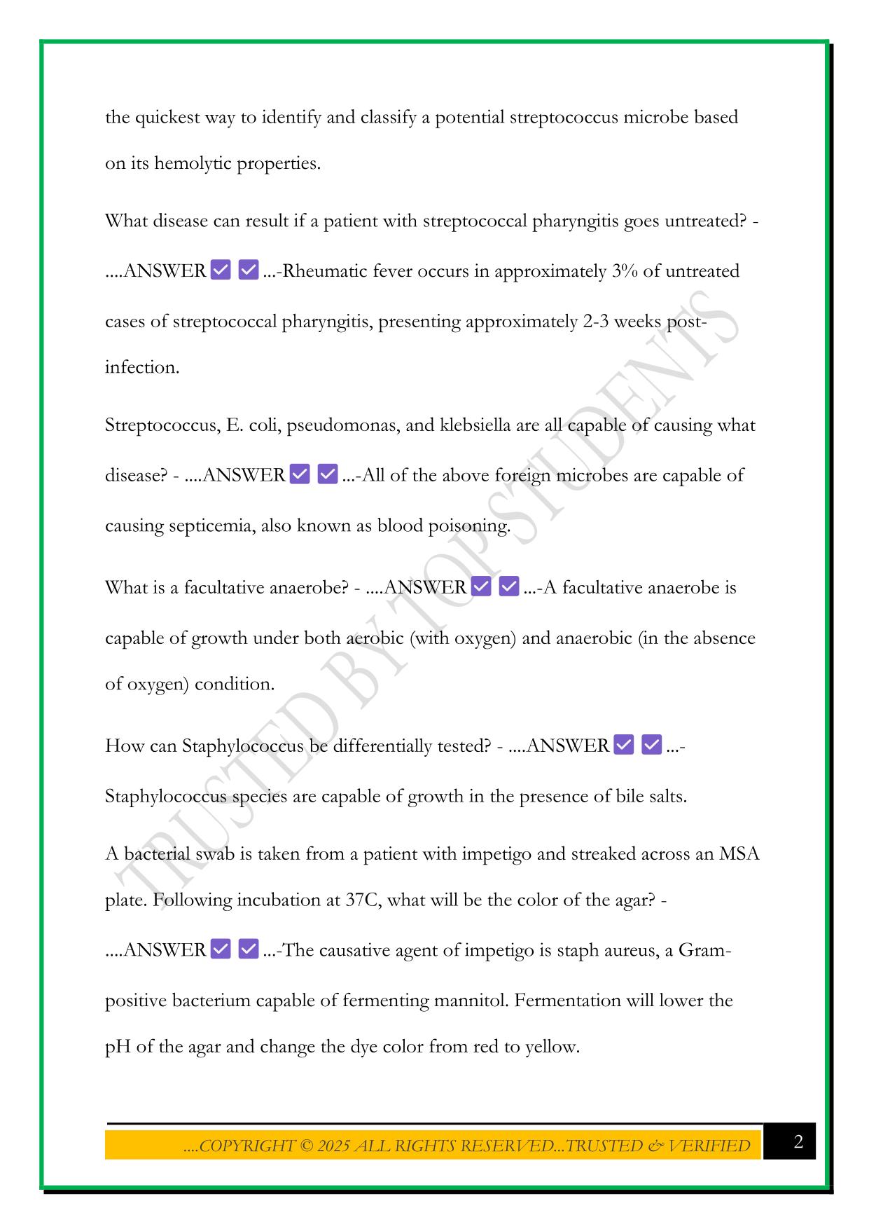 PORTAGE LEARNING: MICROBIOLOGY MODULE 5, PORTAGE MICROBIOLOGY BIOD171 EXAM 5, PORTAGE MICROBIOLOGY EXAM #5 QUESTIONS AND ANSWERS