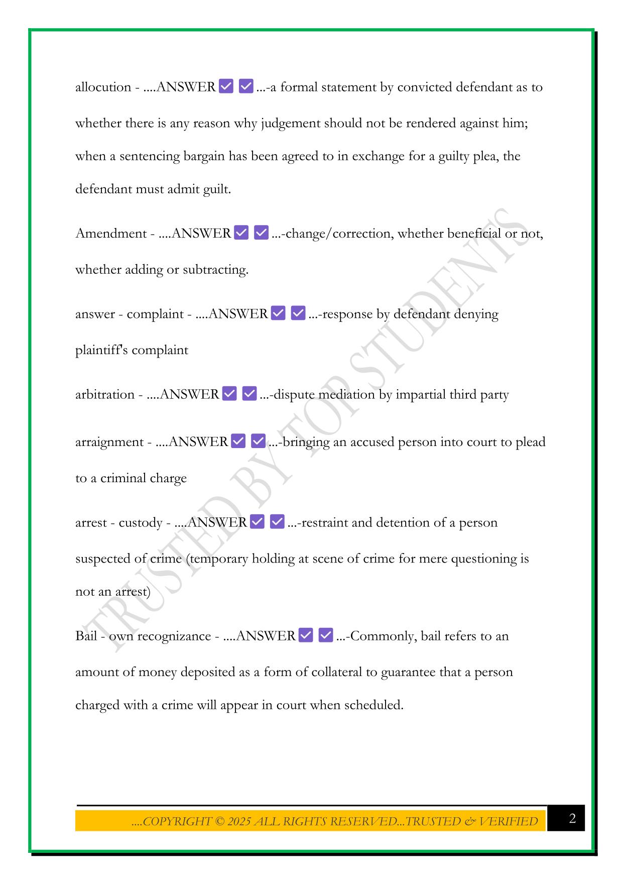 AAERT - CER - SECTION 1 COURT PROCEEDINGS EXAM 2025 QUESTIONS AND ANSWERS