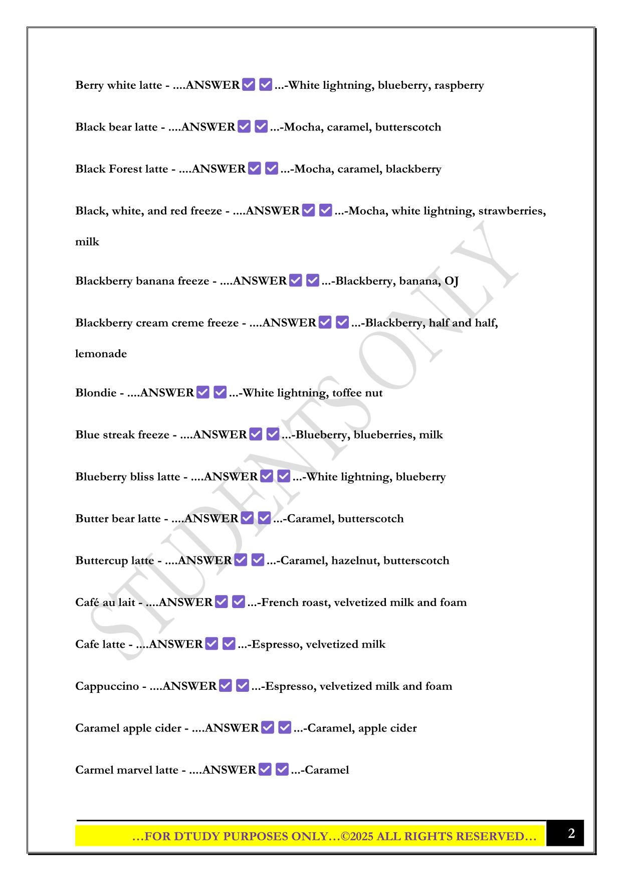 BIGGBY DRINKS EXAM 2025 QUESTIONS AND ANSWERS