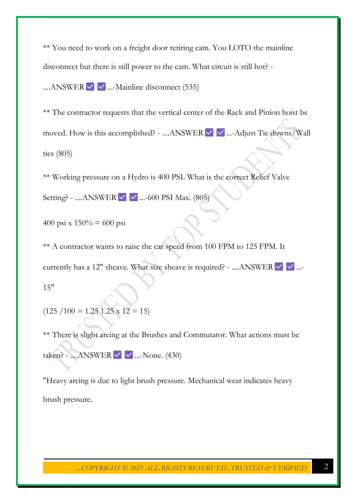 MECHANICS EXAM 2025 QUESTIONS AND ANSWERS
