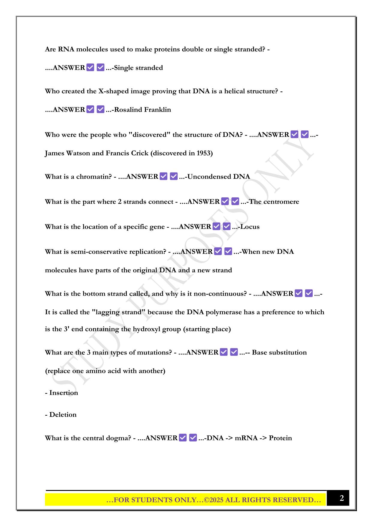 BIO-100 Study Guide Exam 4 2025 Questions and Answers