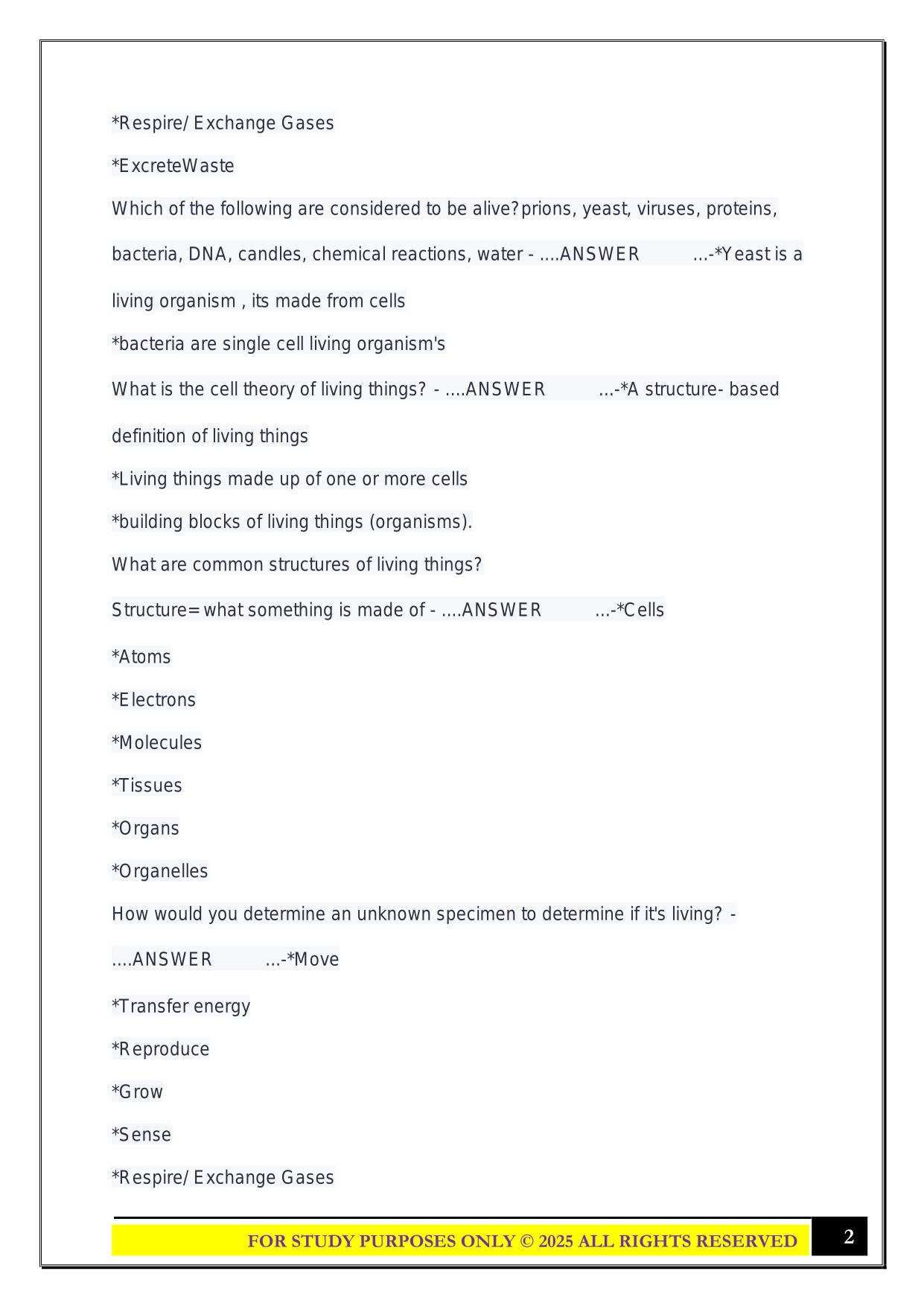 Bio 230 Exam #1 2025 Questions and Answers