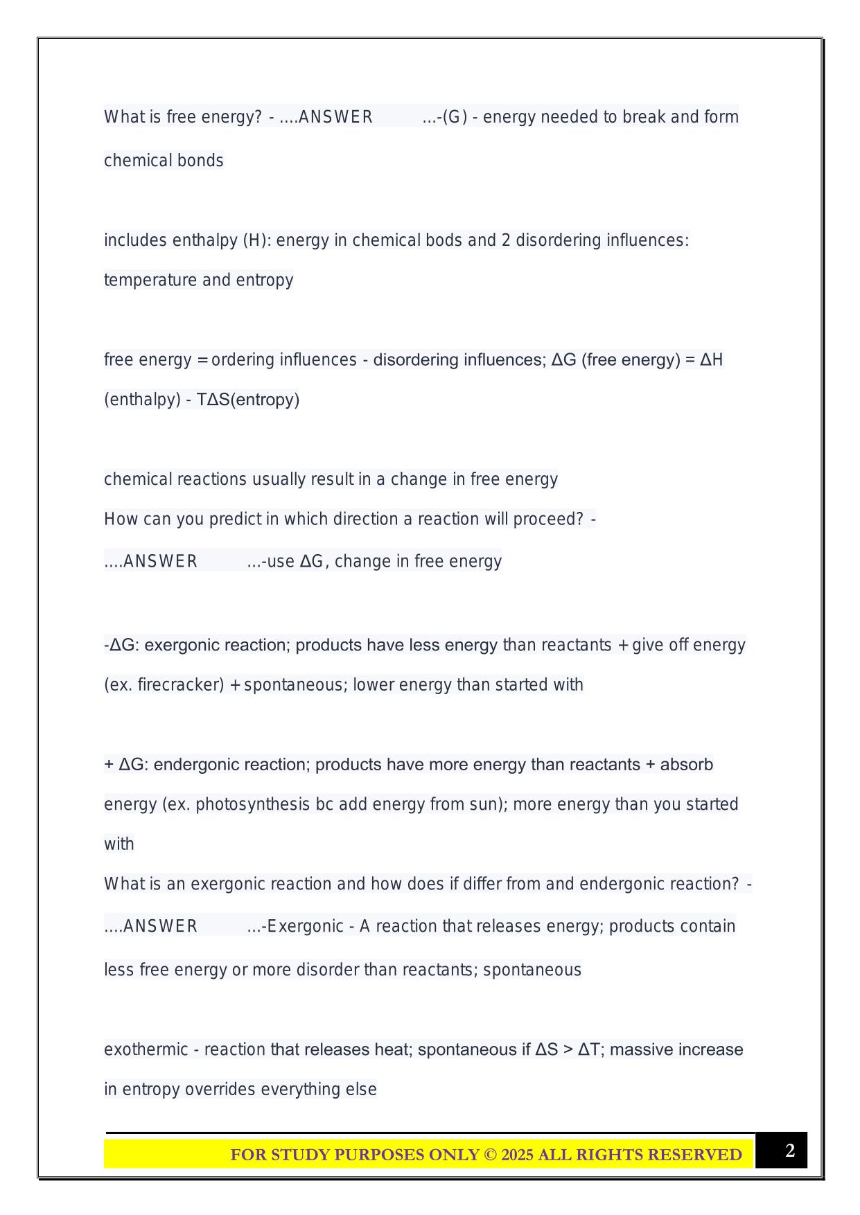 BIO 121 Study Guide 5 2025 Questions and Answers