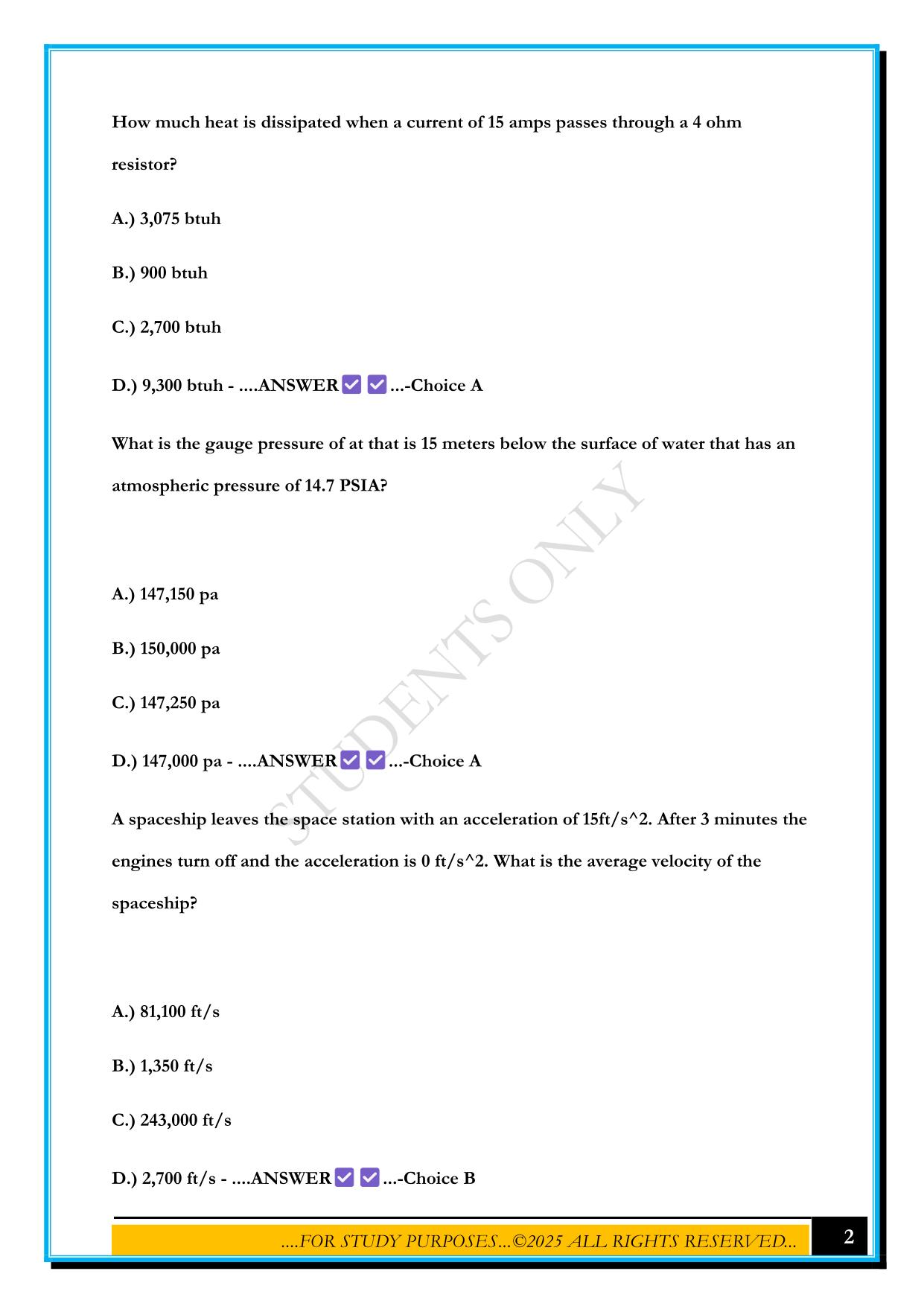 FUNDAMENTALS OF ENGINEERING PRACTICE EXAM 1 2025 QUESTIONS AND ANSWERS
