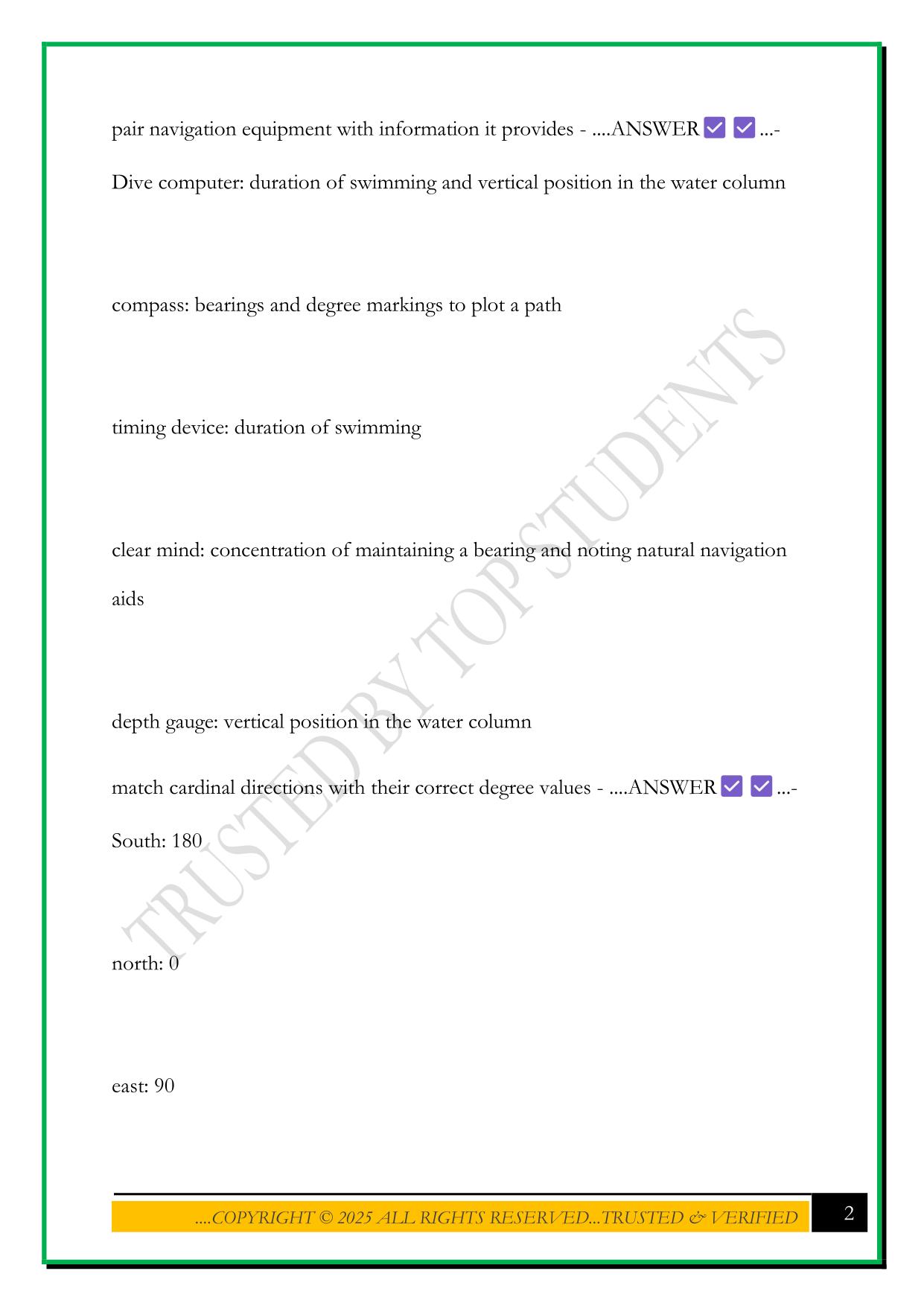 ADVANCED SCUBA CHAPTER QUIZZES (NAUI) EXAM 2025 QUESTIONS AND ANSWERS