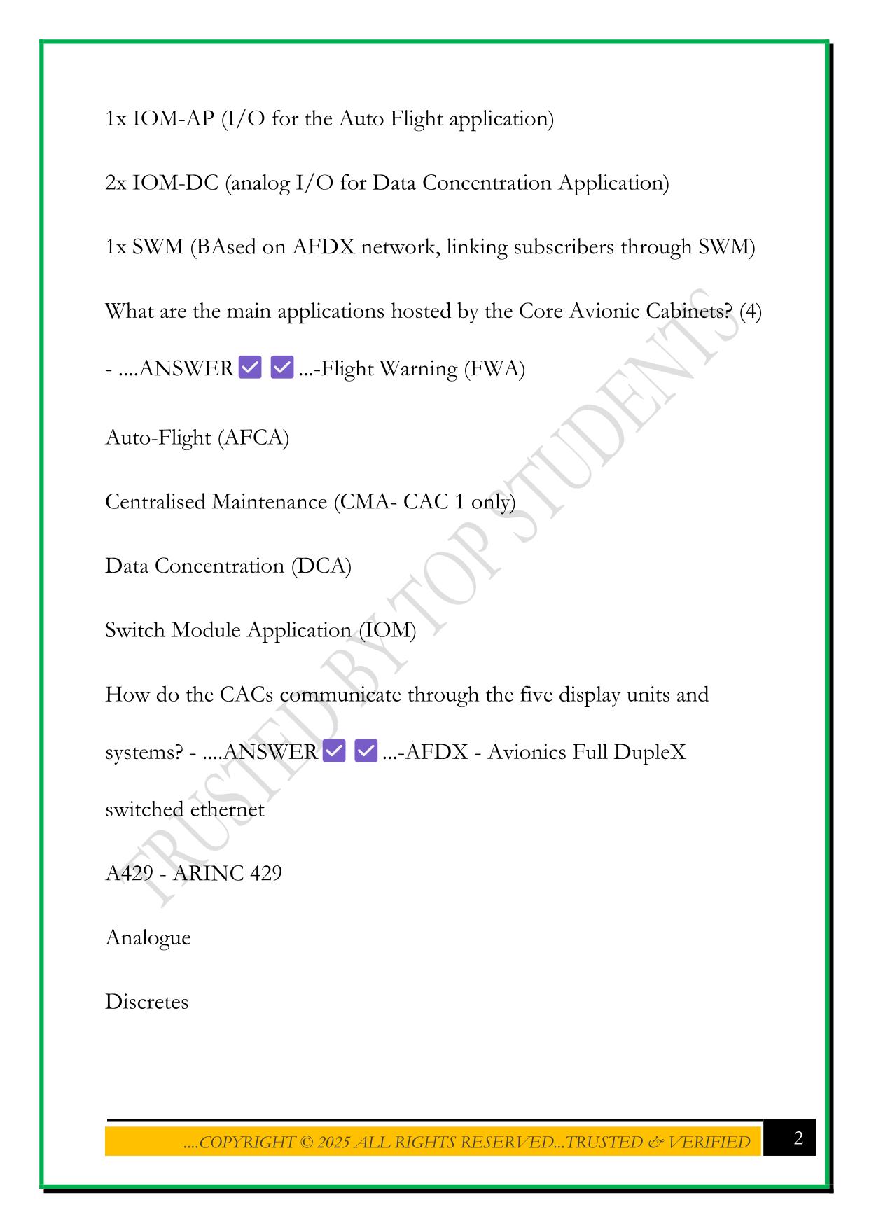 ATR 72-600 INTEGRATED SYSTEMS EXAM 2025 QUESTIONS AND ANSWERS