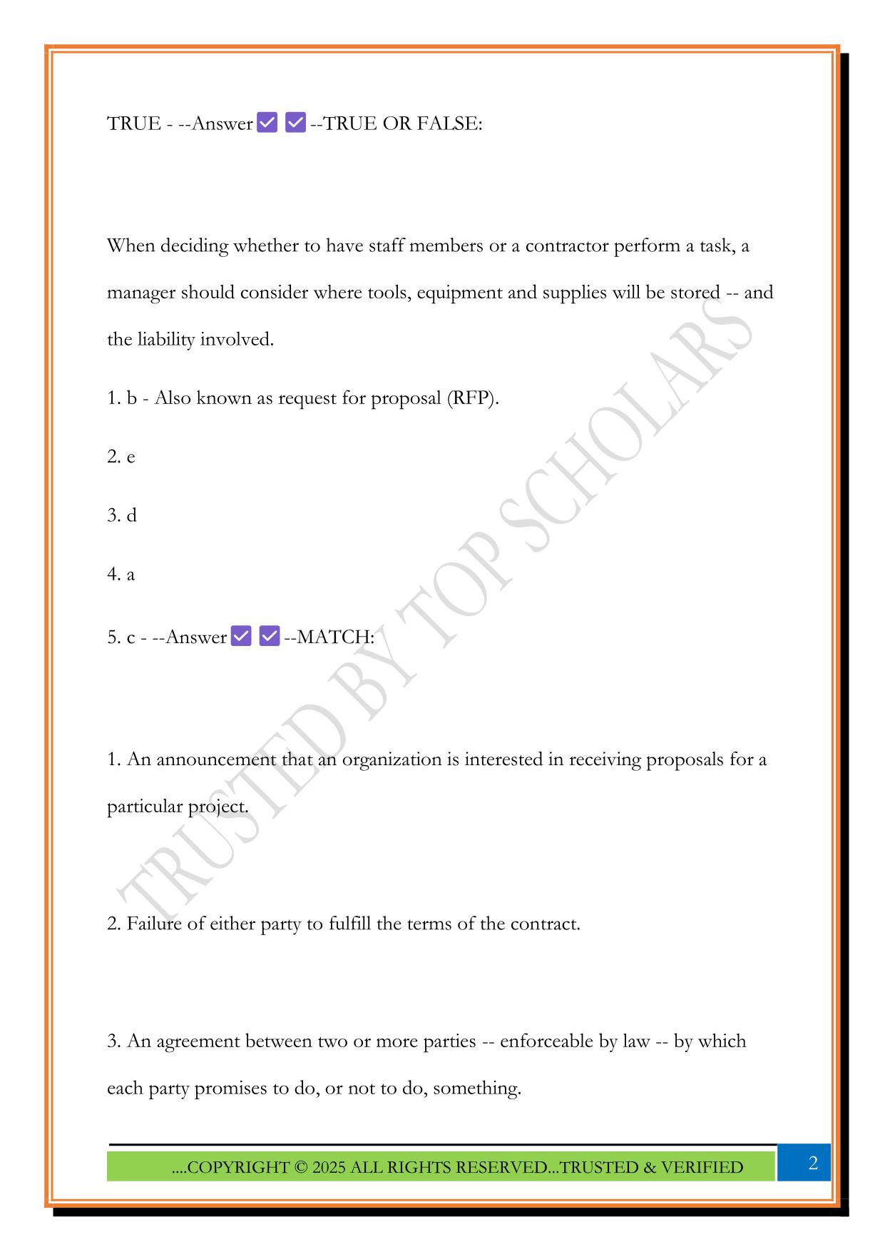 Bids & Contracts (CMCA Test Preparation) 2025 Questions and Answers