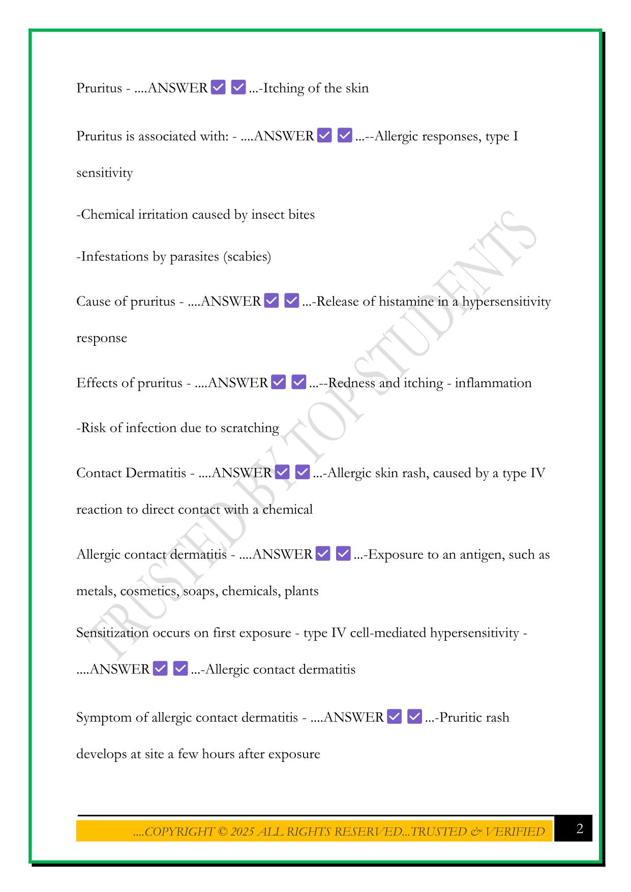 NR 283: PATHOPHYSIOLOGY EXAM 2 2025 QUESTIONS AND ANSWERS