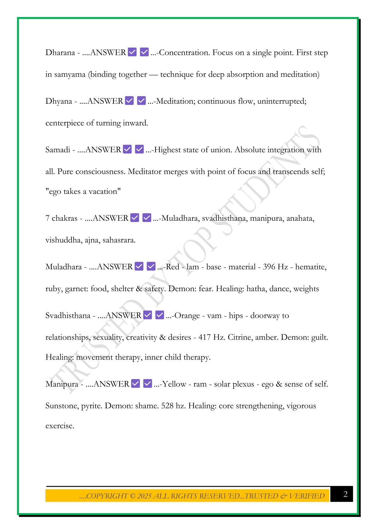 YOGA TEACHER TRAINING 200 HOUR EXAM 2025 QUESTIONS AND ANSWERS