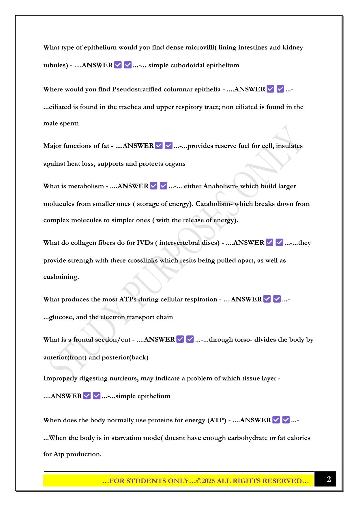 PCC Bio 201 Exam 1 2025 Questions and Answers