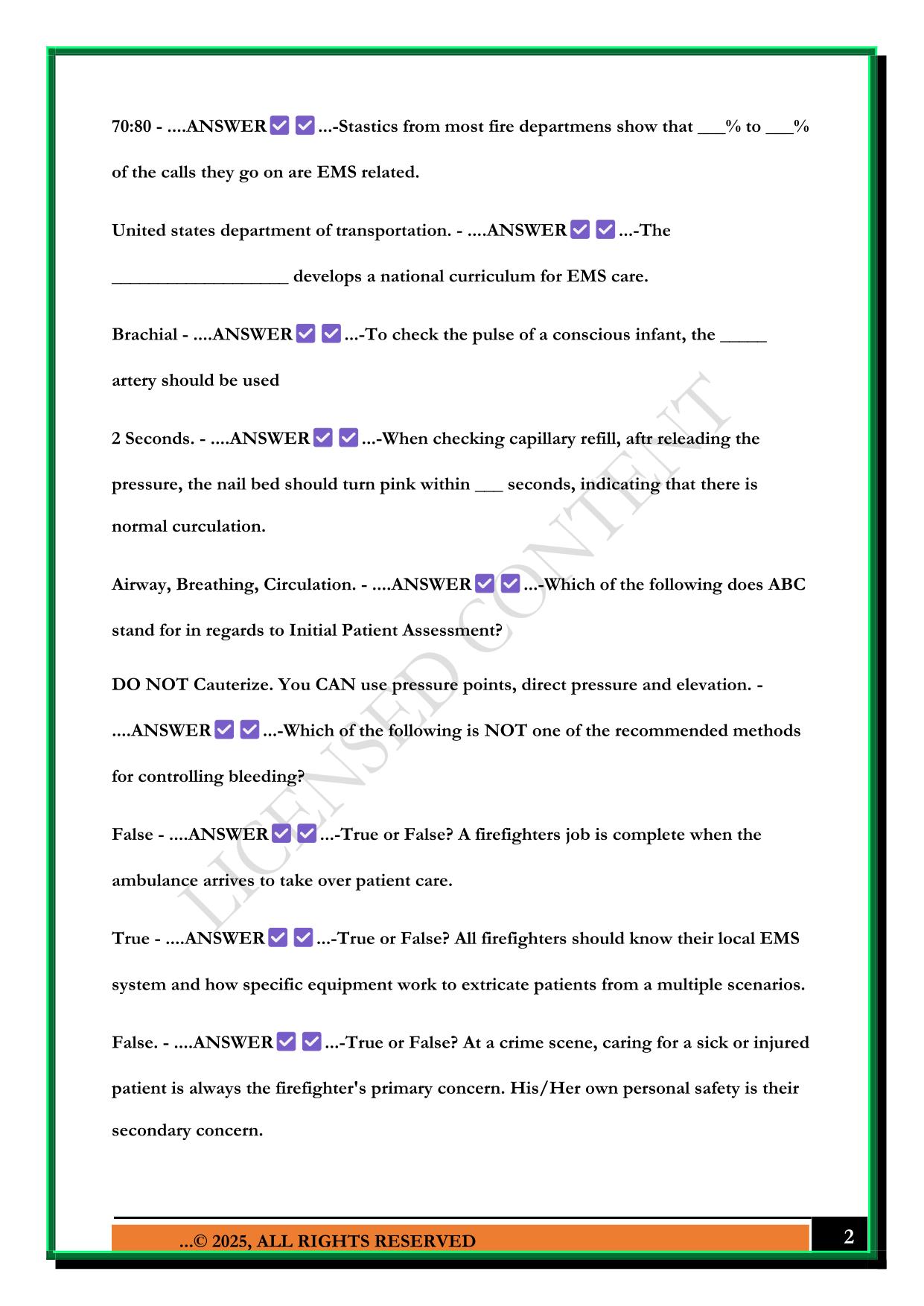 FF1 FINAL STUDY GUIDE 2025 QUESTIONS AND ANSWERS