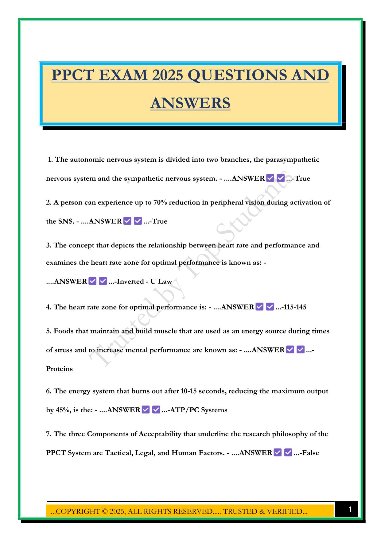PPCT EXAM 2025 QUESTIONS AND ANSWERS