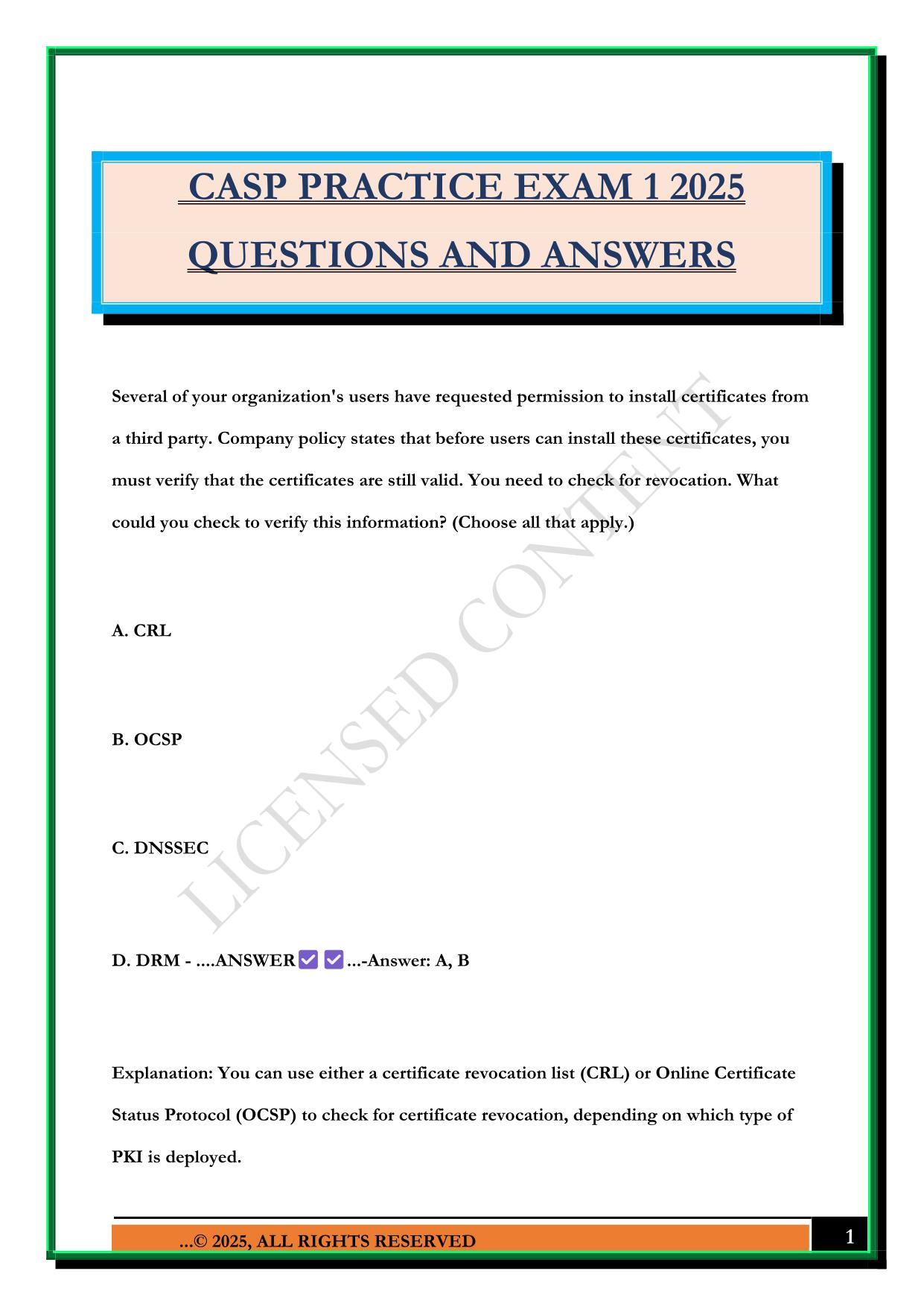 CASP PRACTICE EXAM 1 2025 QUESTIONS AND ANSWERS