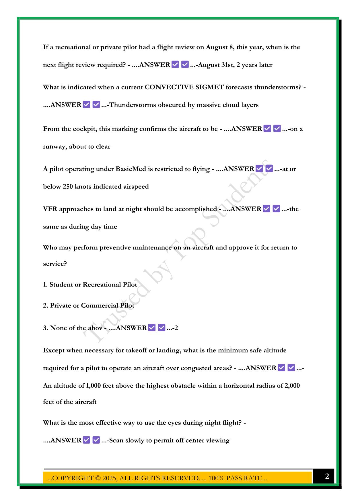 GROUND SCHOOL EXAM 2025 QUESTIONS AND ANSWERS