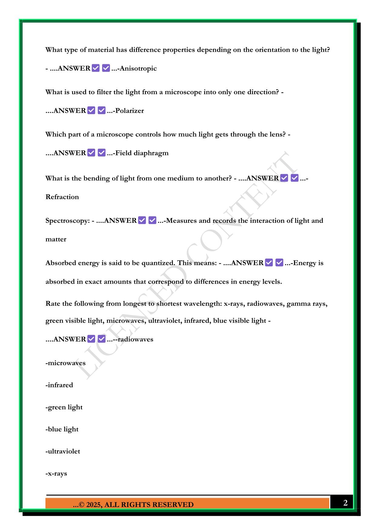 FIS 206 EXAM #1 2025 QUESTIONS AND ANSWERS