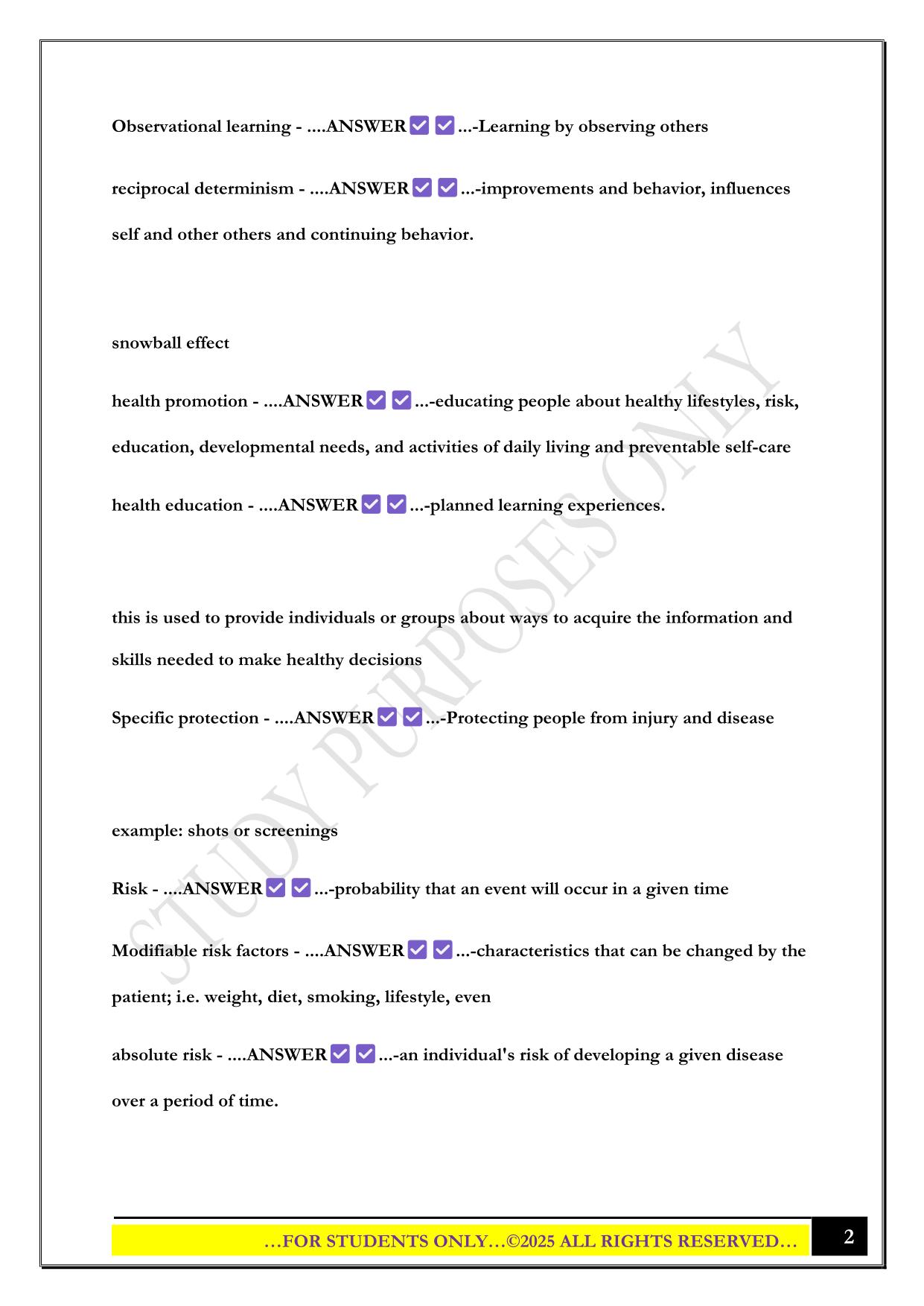 Promoting Healthy Population IUPUI Exam 1 2025 Questions and Answers
