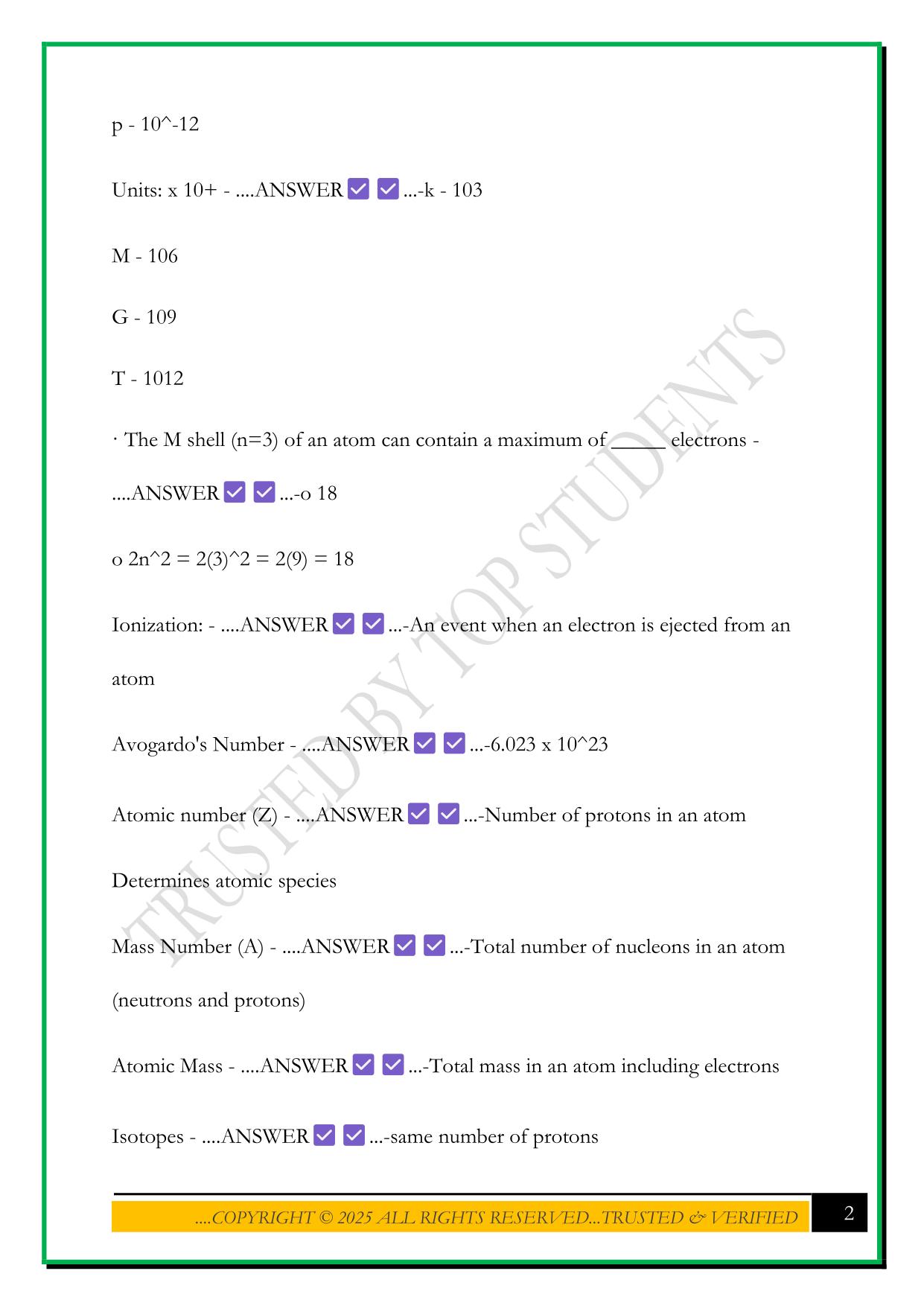 HEALTH PHYSICS EXAM 1 2025 QUESTIONS AND ANSWERS