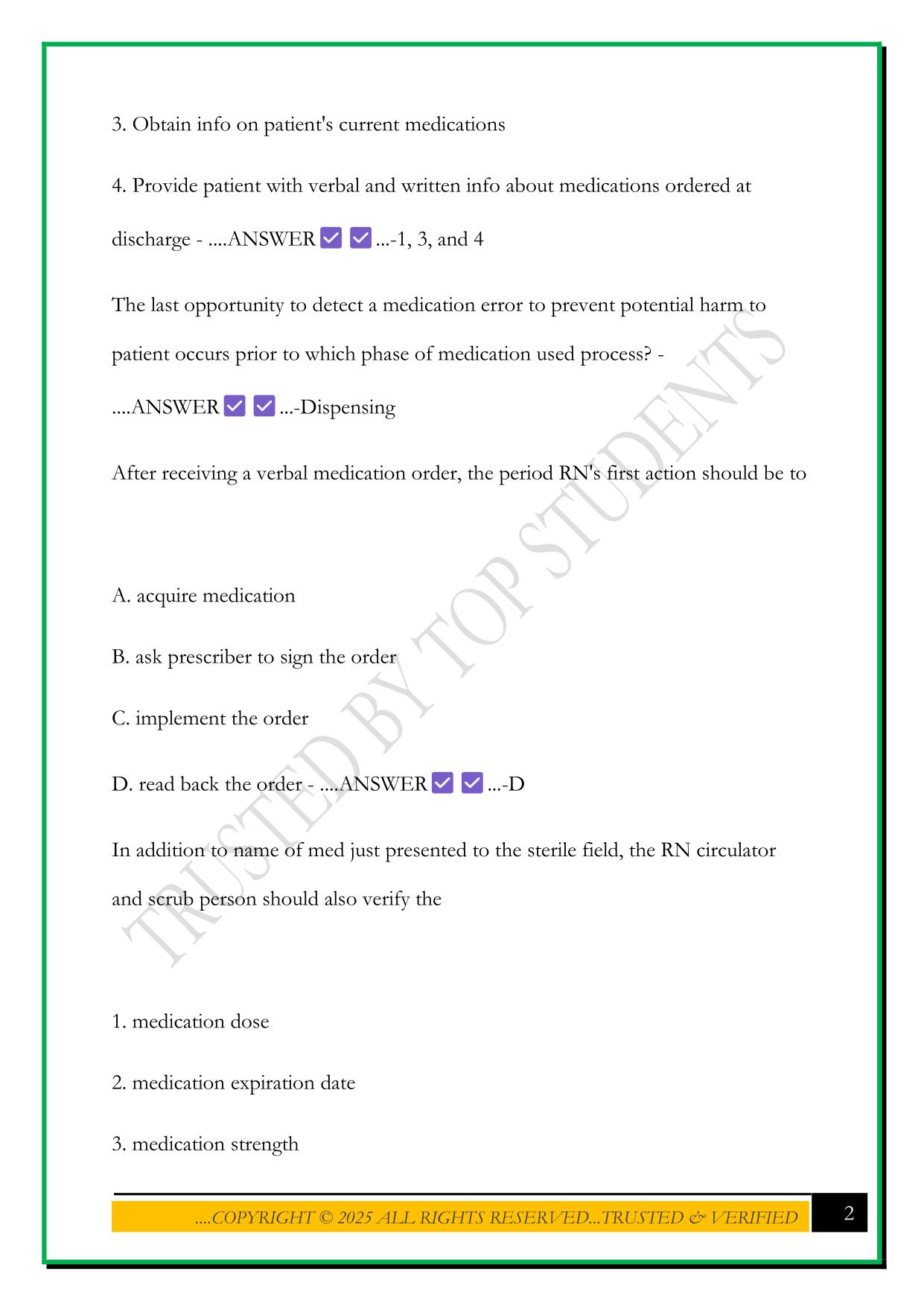 CNOR Med Safety Questions 2025 with Correct Answers