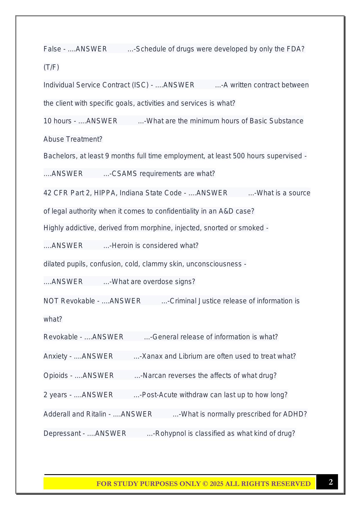 CSAMS Exam 2025 Questions and Answers