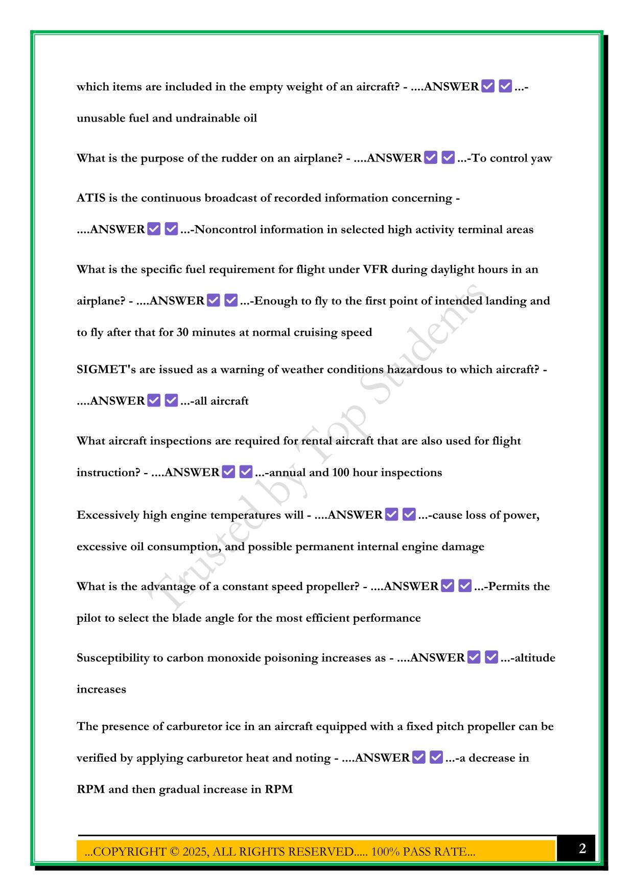 GROUND SCHOOL FINAL REVIEW (FAA TEST) 2025 QUESTIONS AND ANSWERS