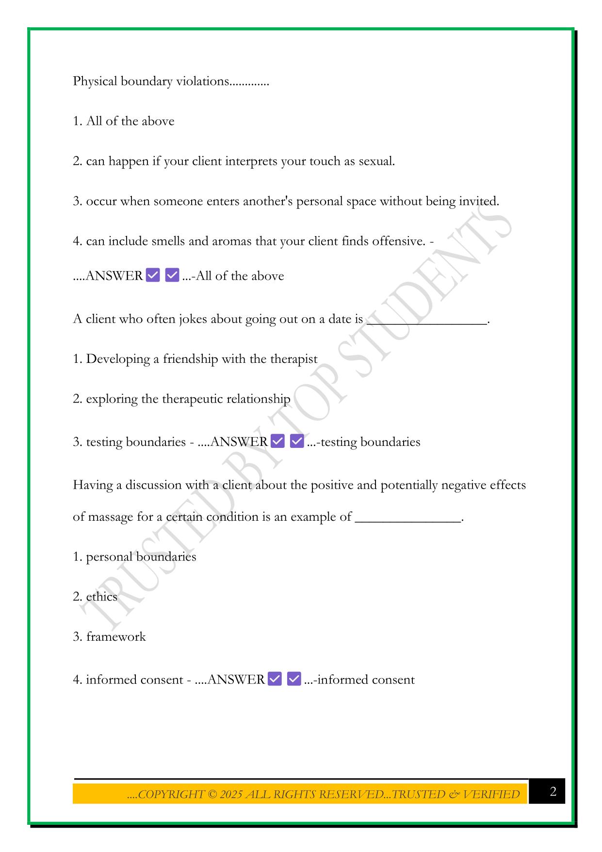 MBLEX - MASSAGE PRACTICE TEST 2025 QUESTIONS AND ANSWERS