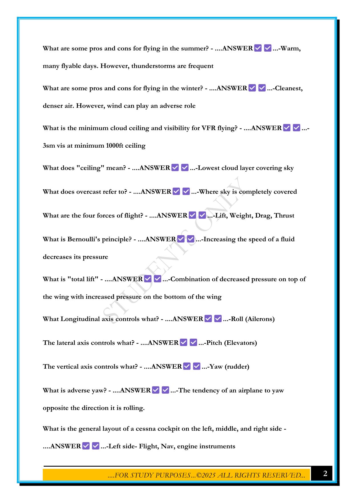 GROUND SCHOOL CHAPTER 1 EXAM 2025 QUESTIONS AND ANSWERS