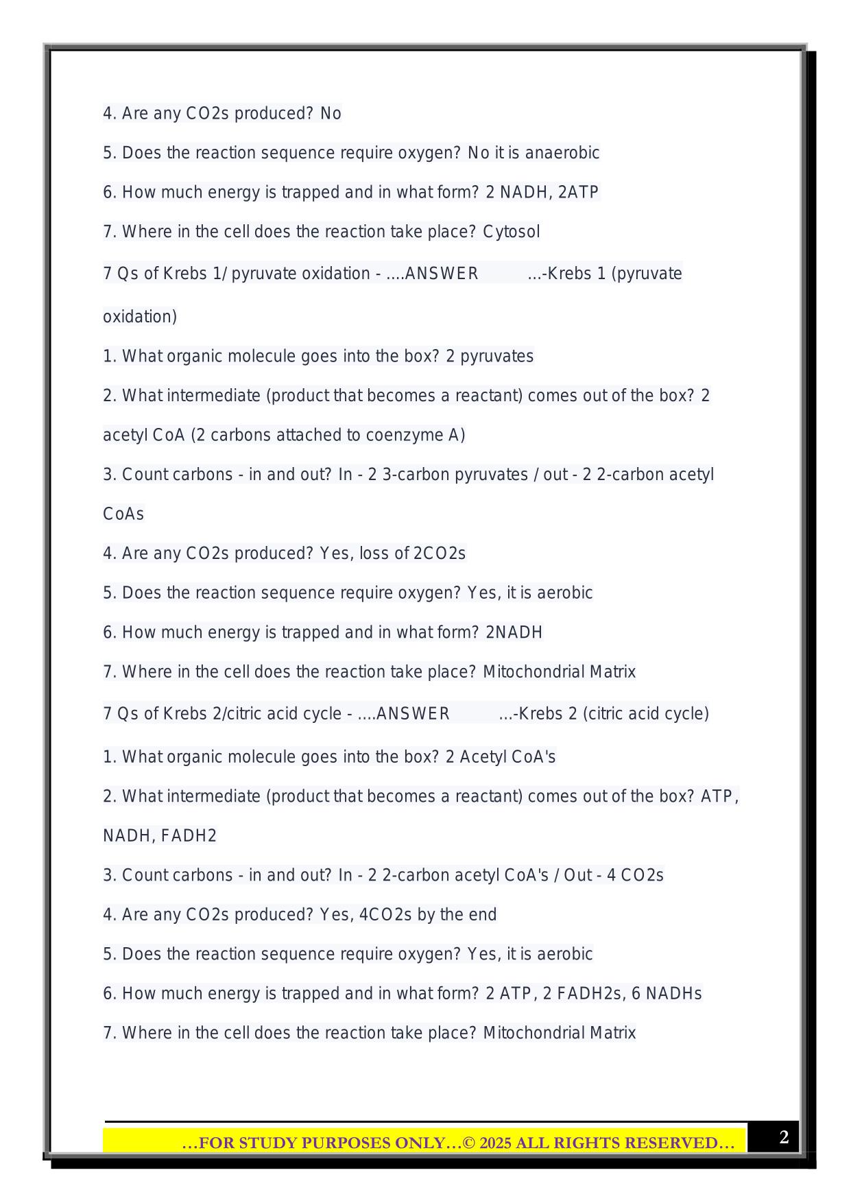 UNCW Bio201 Exam 2 2025 Questions and Answers