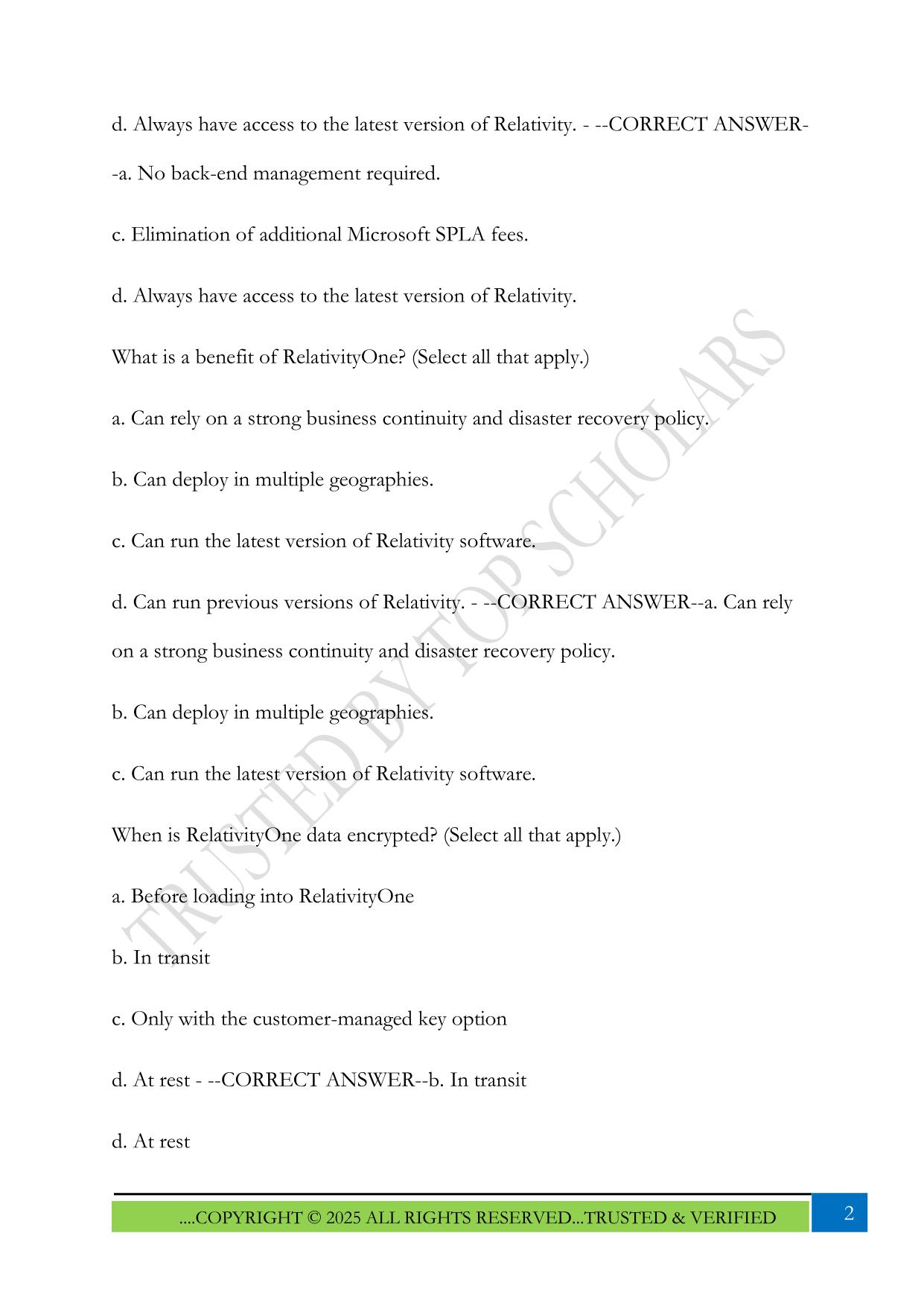 Relativity Certified Pro and Review 2025 Questions and Answers