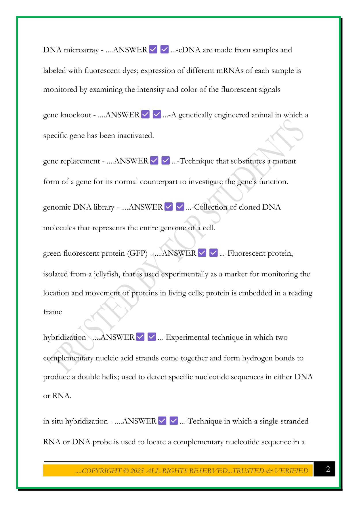 IUPUI CELL BIOLOGY EXAM #2 2025 QUESTIONS AND ANSWERS