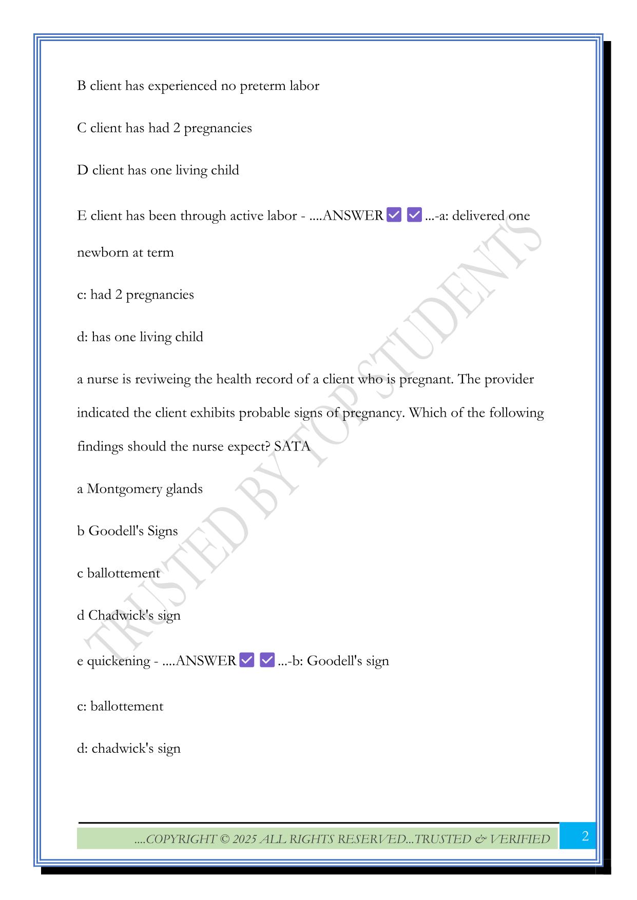 ATI RN MATERNAL NEWBORN PROCTORED EXAM WITH NGN LATEST OCTOBER 2025 EXAM COMPLETE QUESTIONS AND CORRECT DETAILED ANSWERS