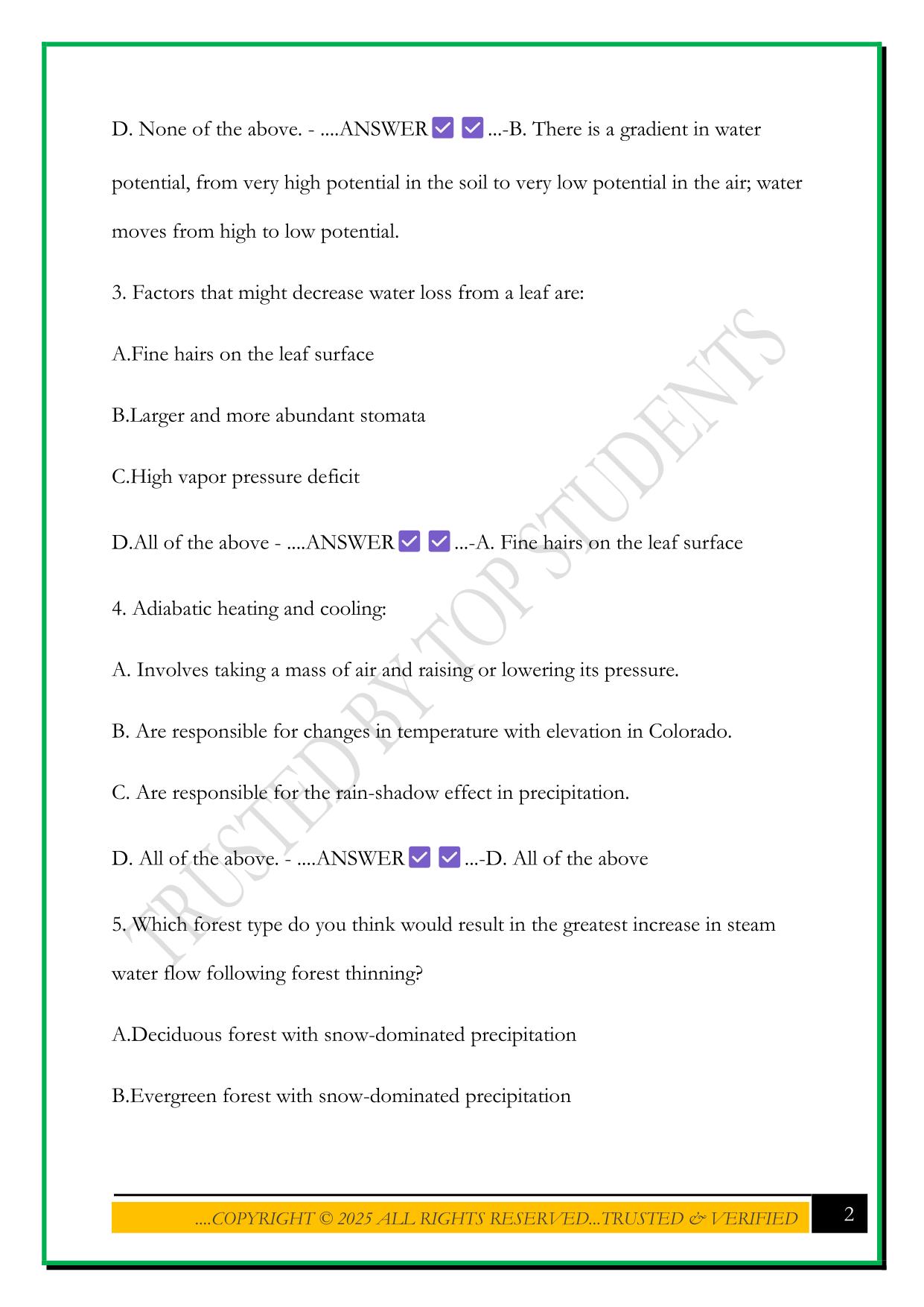 CSU F311 EXAM 1 2025 QUESTIONS AND ANSWERS