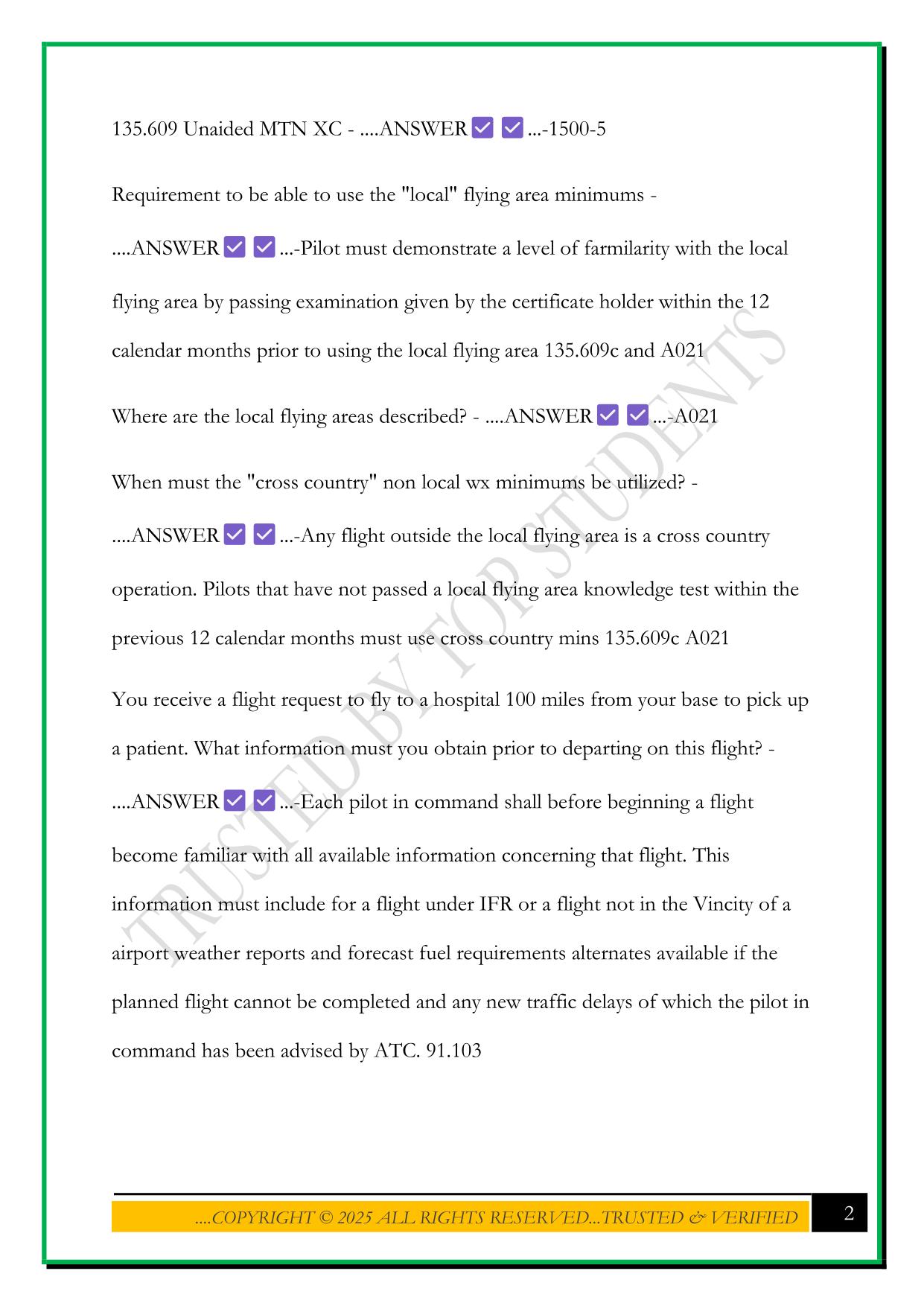 ORAL EXAM AIR METHODS 2025 QUETSIONS AND ANSWERS