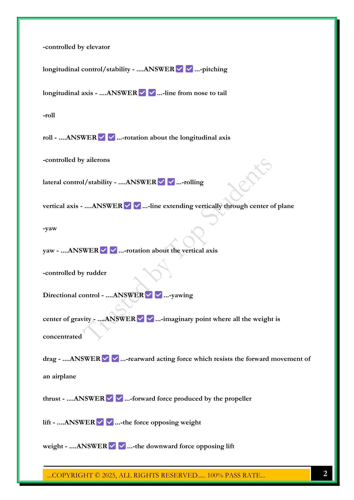 GROUND SCHOOL TEST 1 2025 QUESTIONS AND ANSWERS