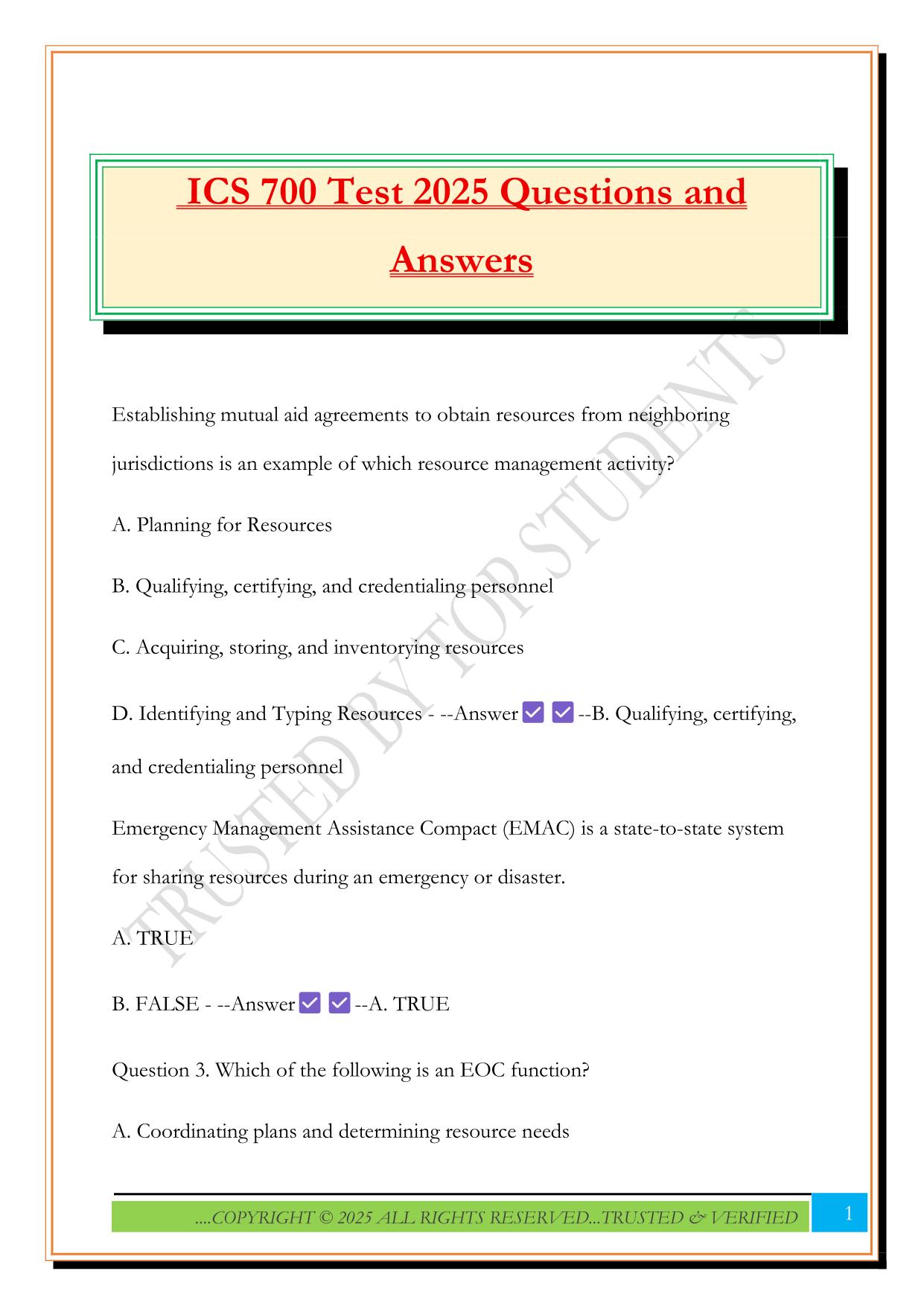 ICS 700 Exam 2025 Questions and Answers