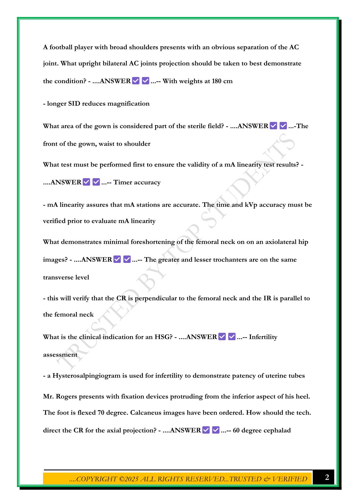 CAMRT - TEST REVIEW QUESTIONS 2025 WITH CORRECT ANSWERS