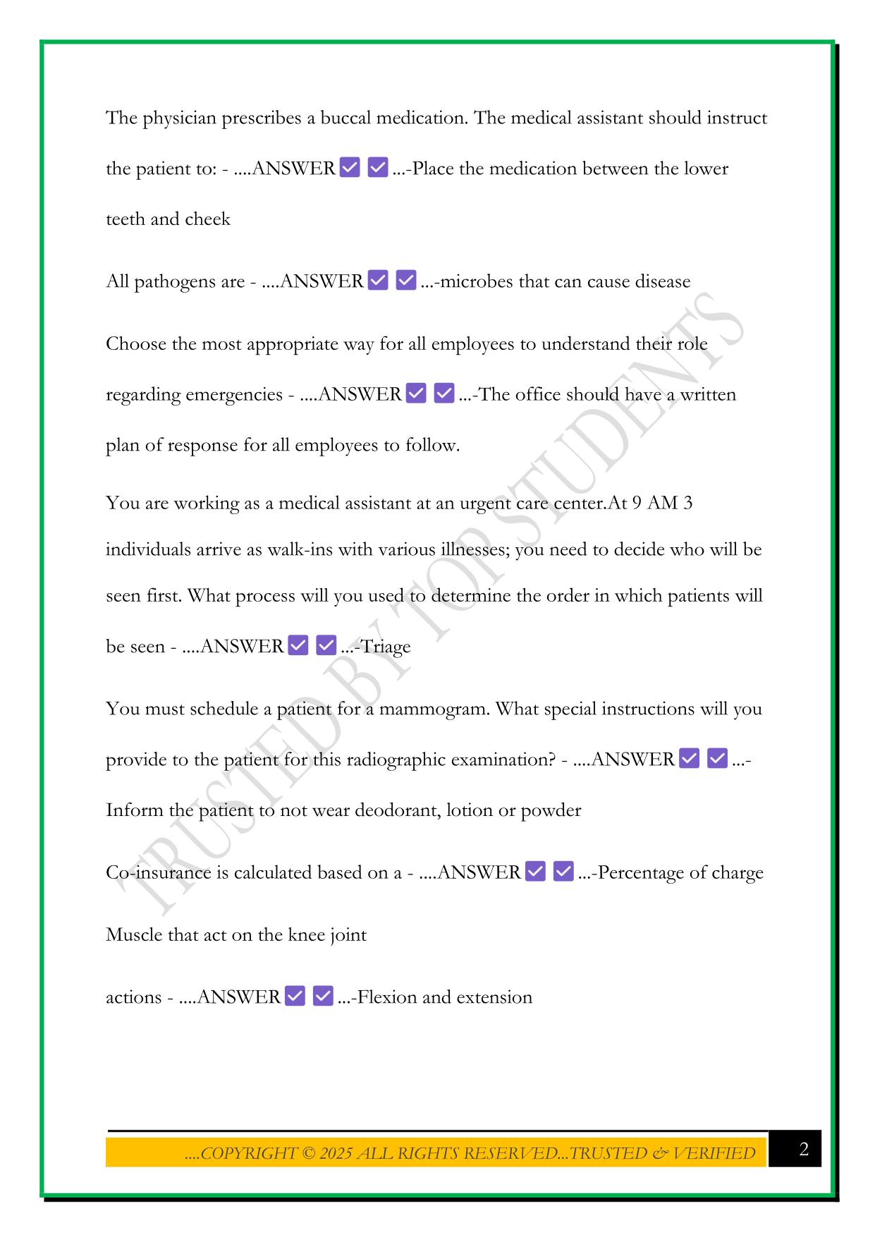 AMCA CMA EXAM 2025 QUESTIONS AND ANSWERS