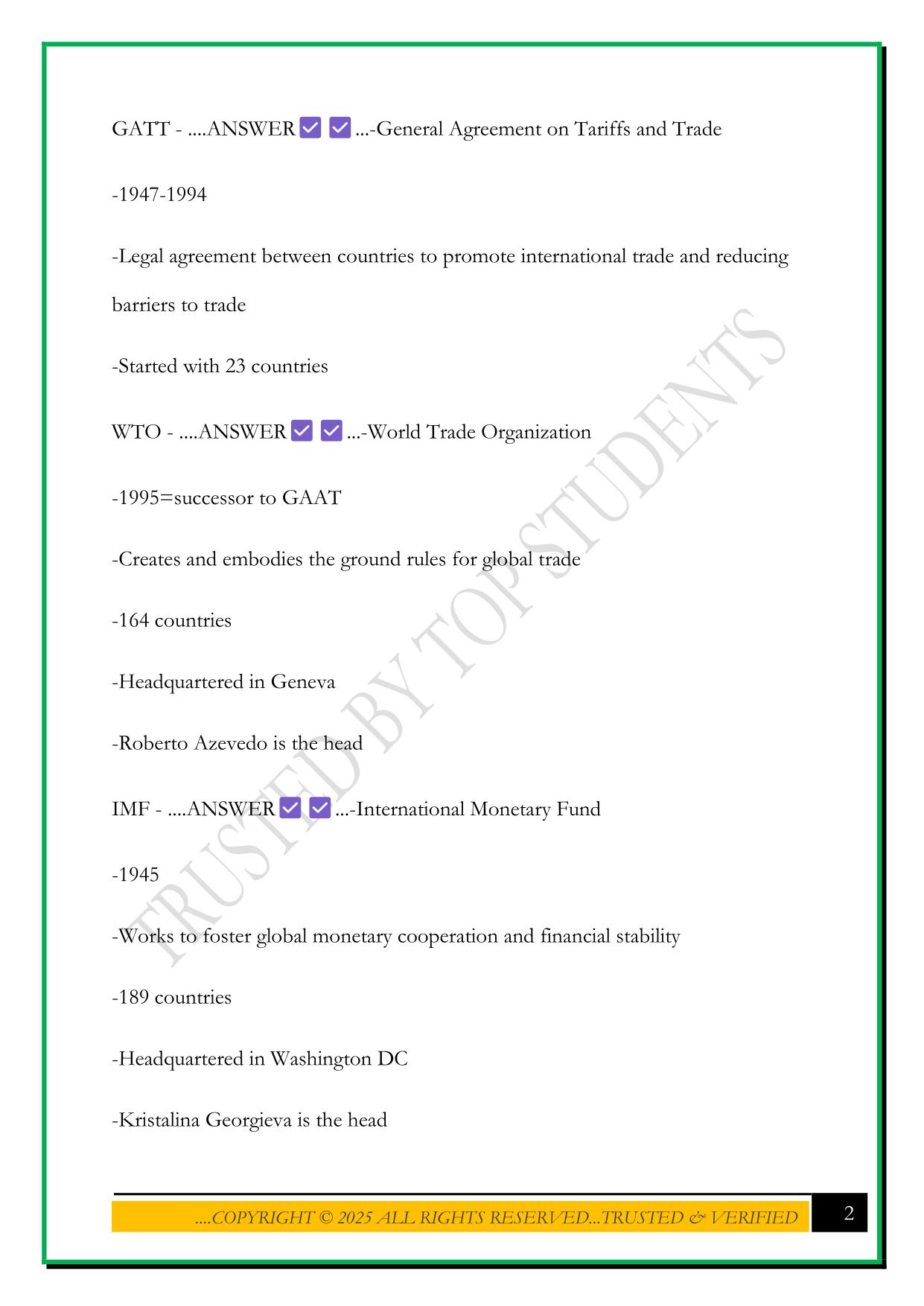 INTERNATIONAL BUSINESS D301 IUPUI-EXAM 1 2025 QUESTIONS AND ANSWERS