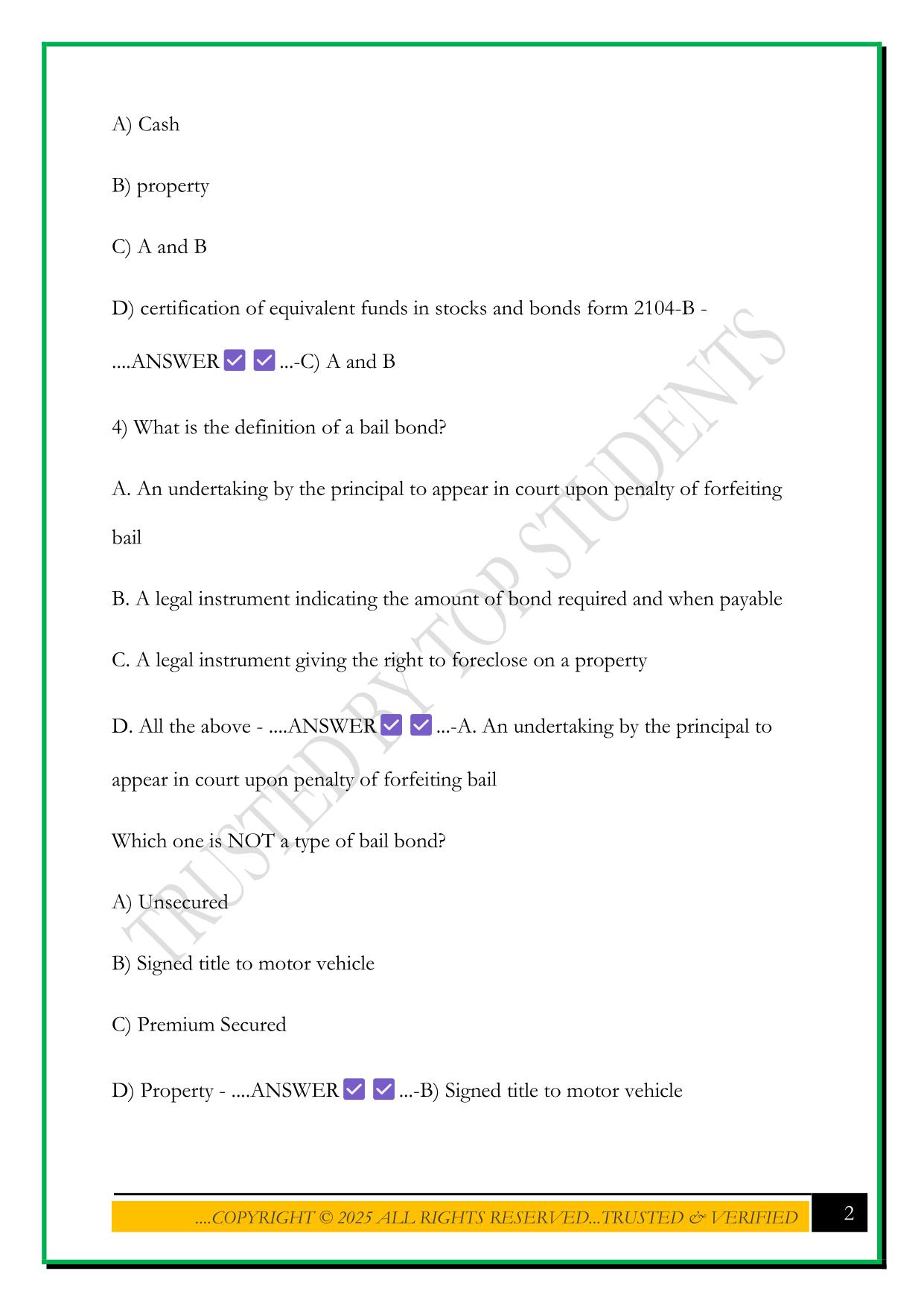 NC BAIL BONDSMAN EXAM 2025 QUESTIONS AND ANSWERS