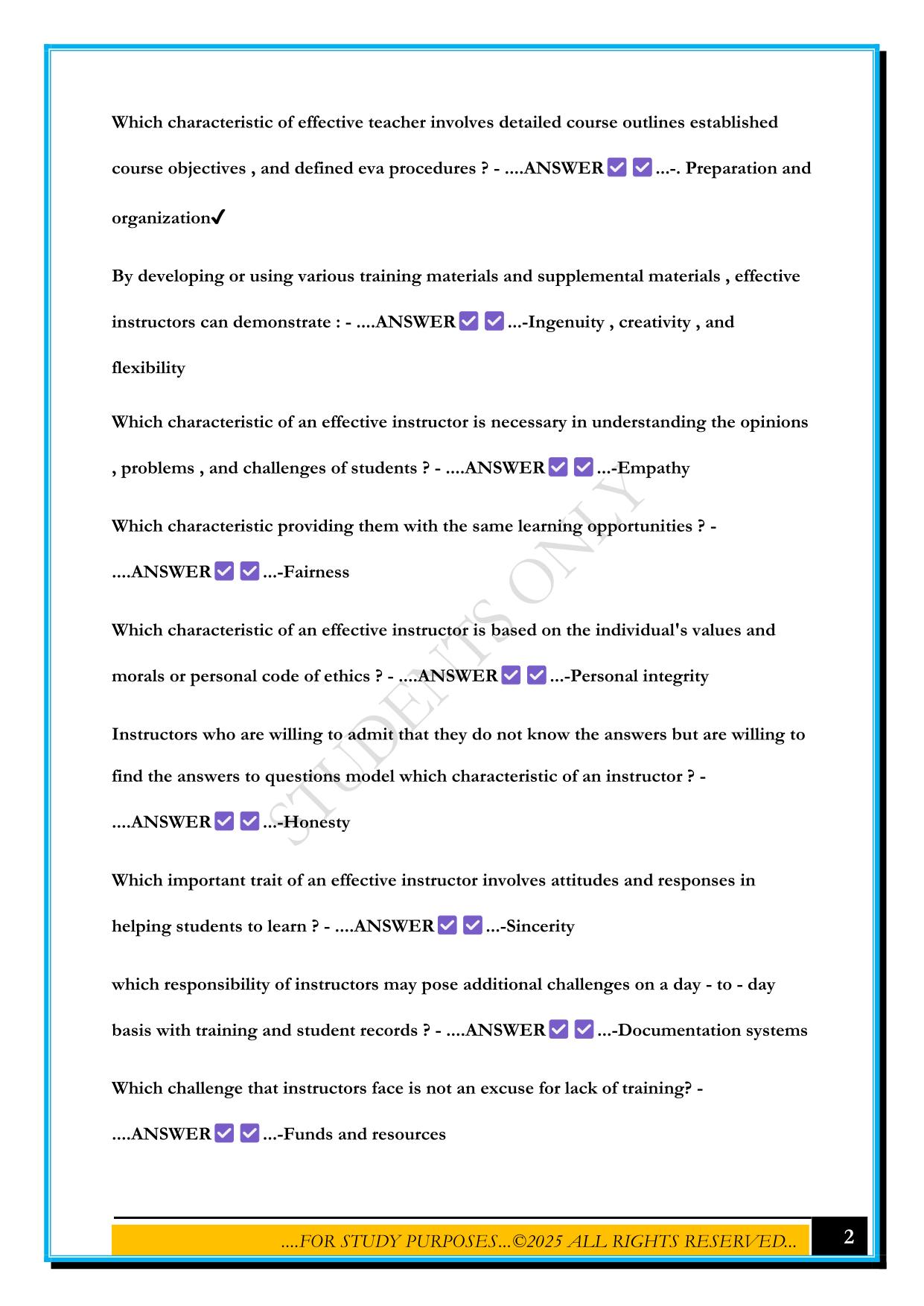 FIRE INSTRUCTOR 1 EXAM 2025 QUESTIONS AND ANSWERS