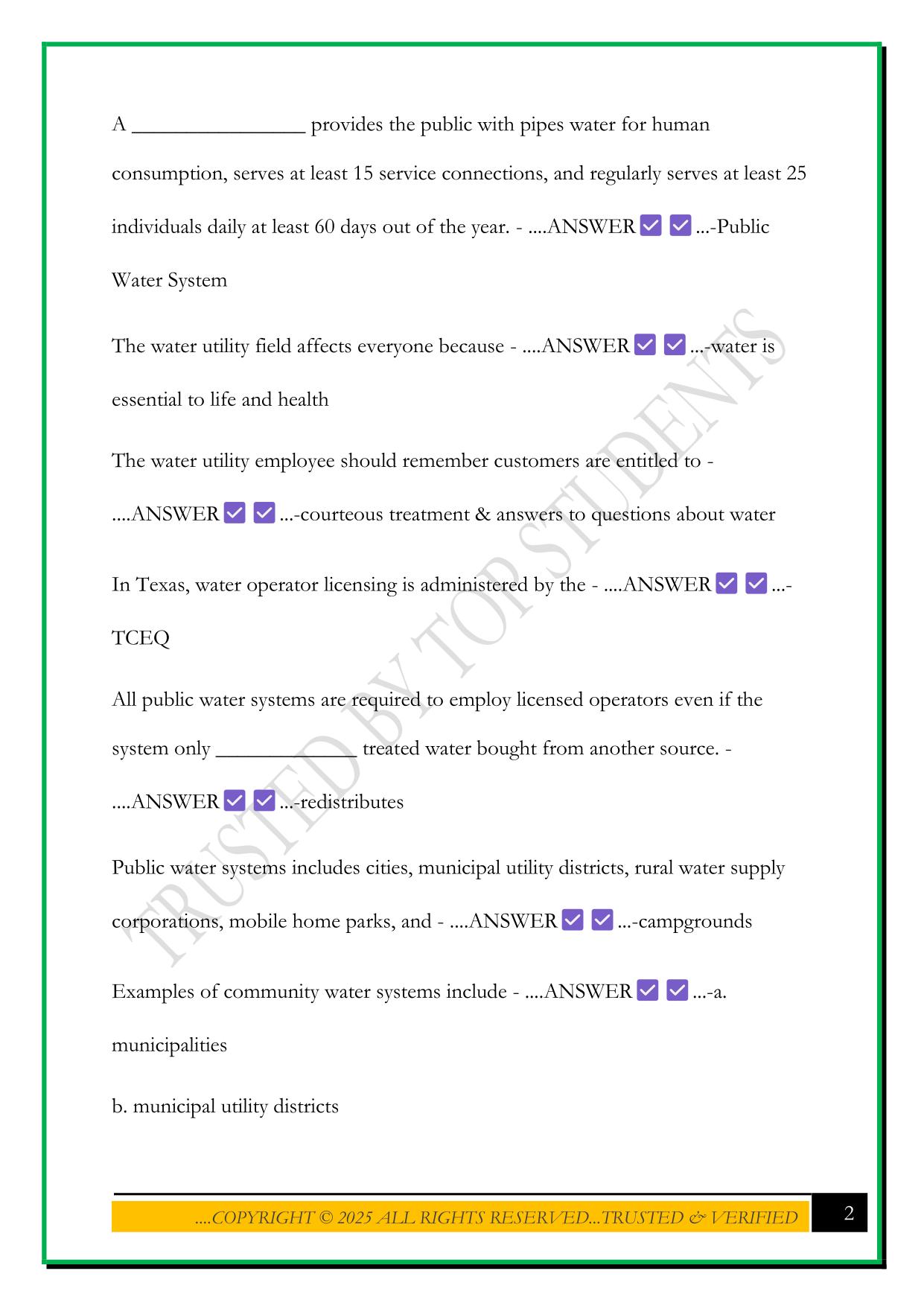 TCEQ EXAM 2025 QUESTIONS AND ANSWERS