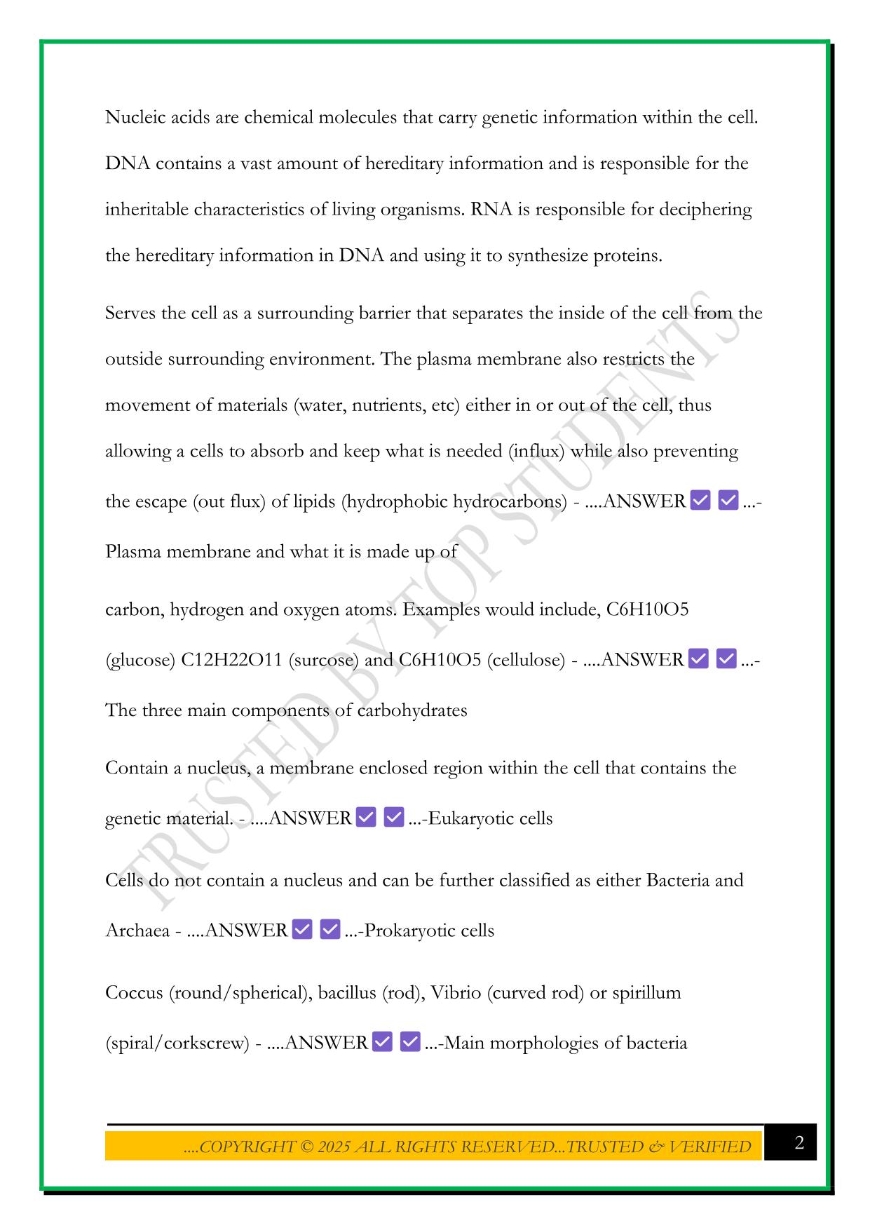 BIOD 171 EXAM 2025 QUESTIONS AND ANSWERS