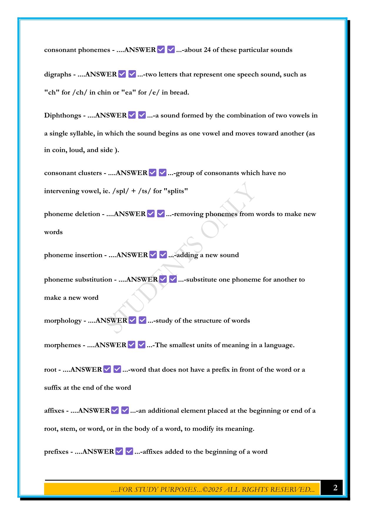 ESOL NES EXAM PART 1 2025 QUESTIONS AND ANSWERS