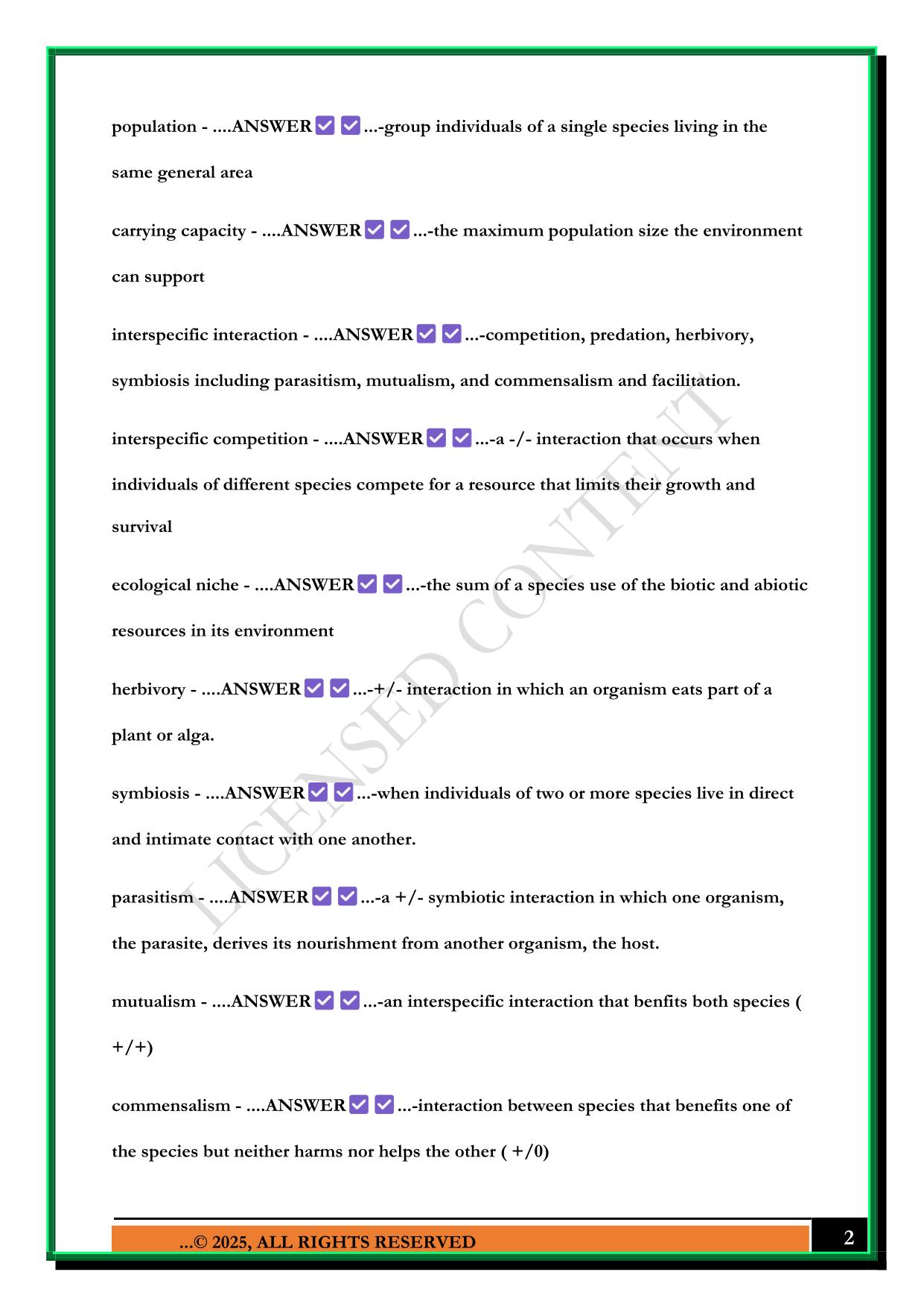 BIO 100 QUIZ 1 2025 QUESTIONS AND ANSWERS