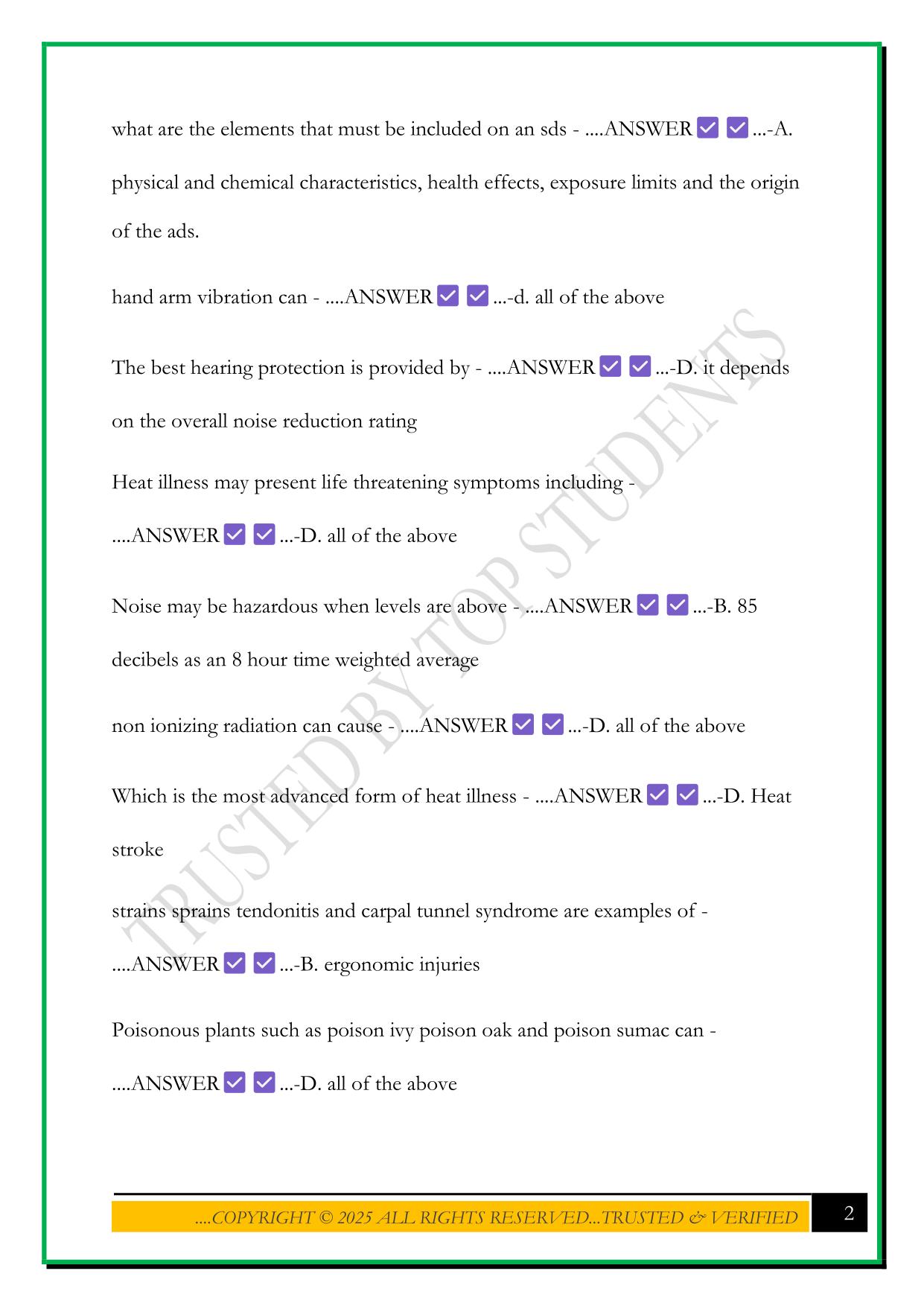 OSHA 30 HEALTH HAZARDS IN CONSTRUCTION EXAM 2025 QUESTIONS AND ANSWERS