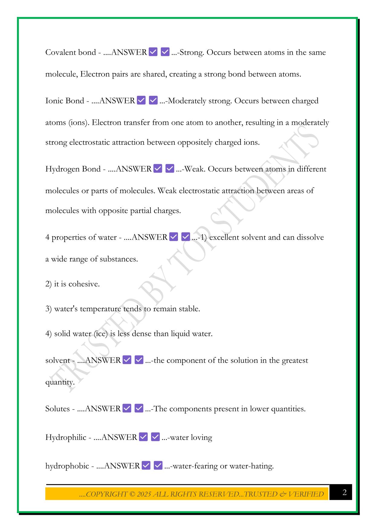 INTRO TO BIOLOGY UNIT 2- WGU (C190) EXAM 2025 QUESTIONS AND ANSWERS