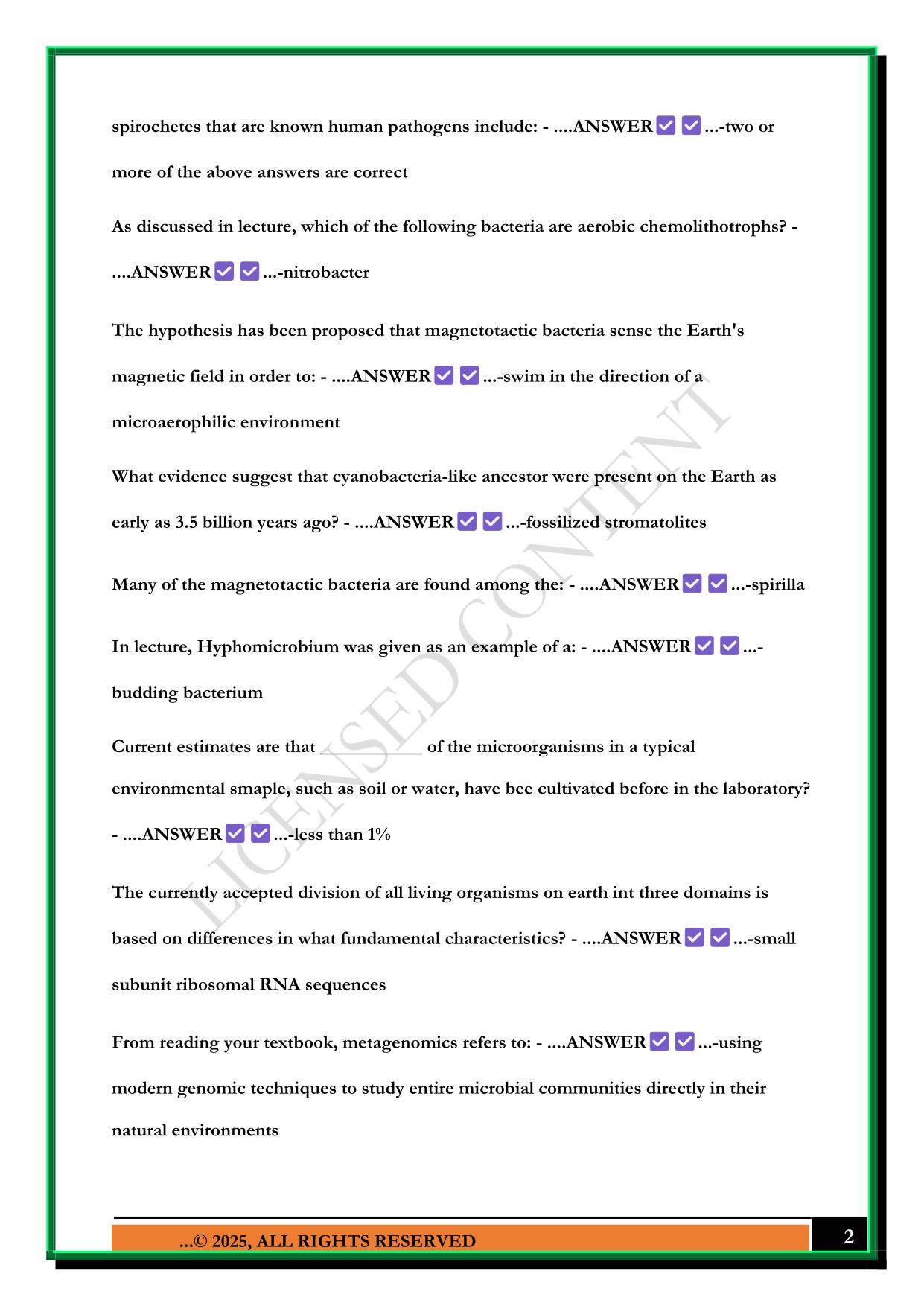 MBIO 3401 EXAM 3 2025 QUESTIONS AND ANSWERS