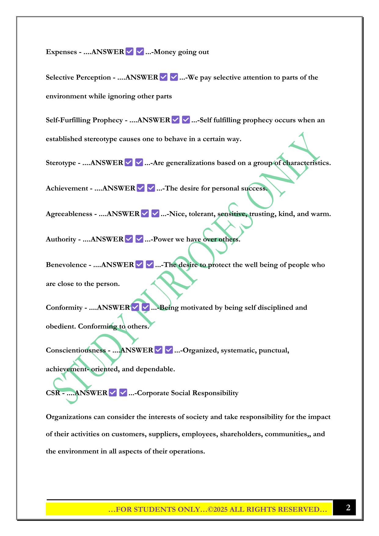 Principles of Management BMGT 1327 Exam 2025 Questions and Answers