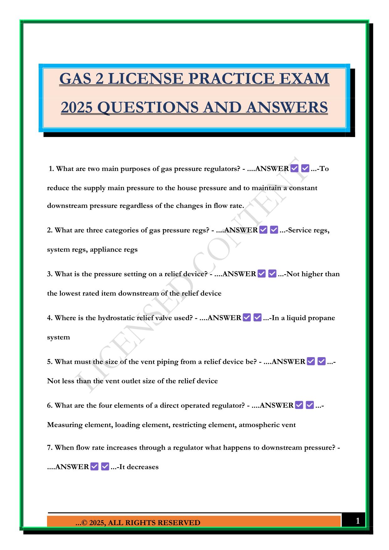 GAS 2 LICENSE PRACTICE EXAM 2025 QUESTIONS AND ANSWERS