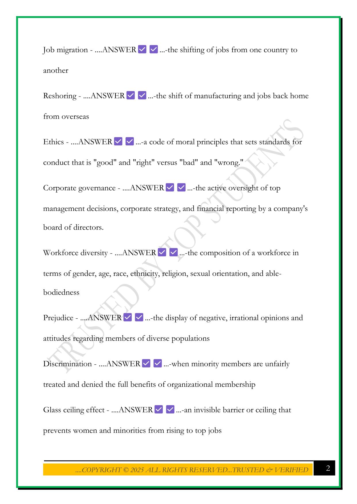 MANAGEMENT 202: CHAPTER 1 EXAM 1 2025 QUESTIONS AND ANSWERS